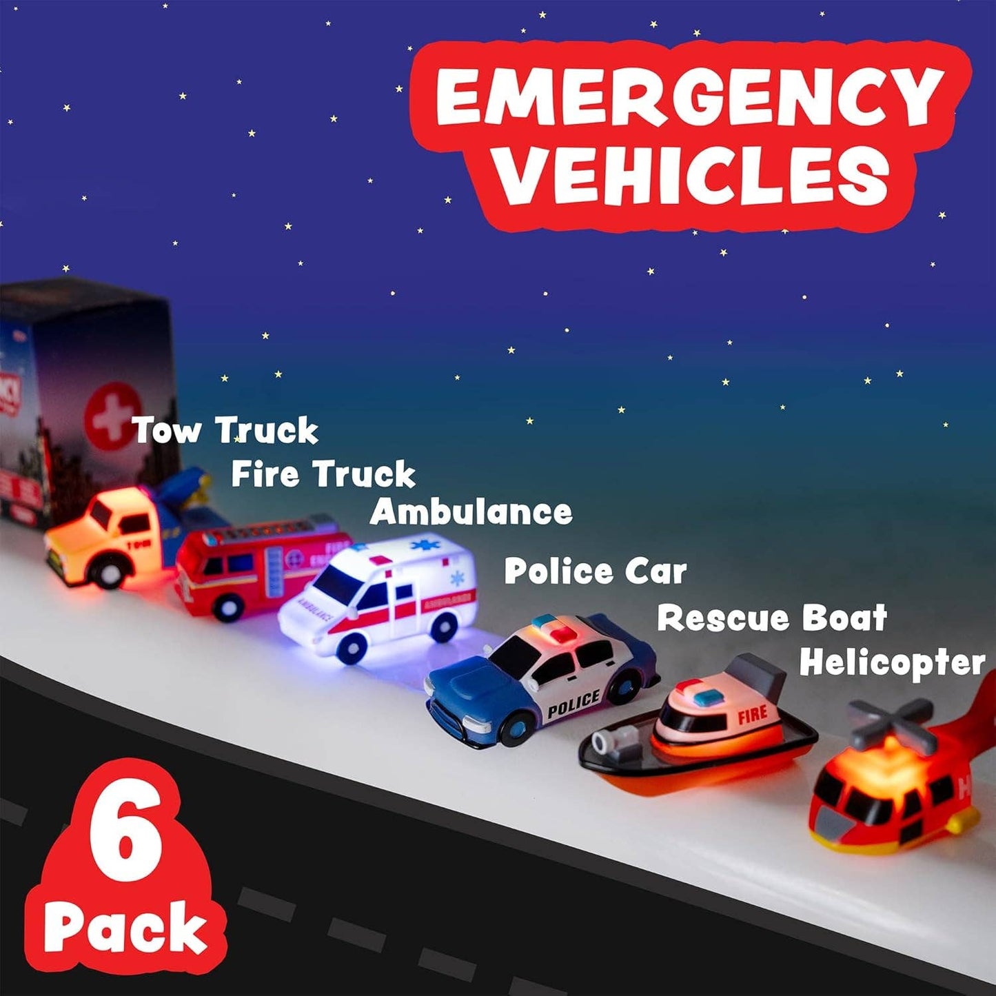 Emergency Cars Light Up Bath Toys