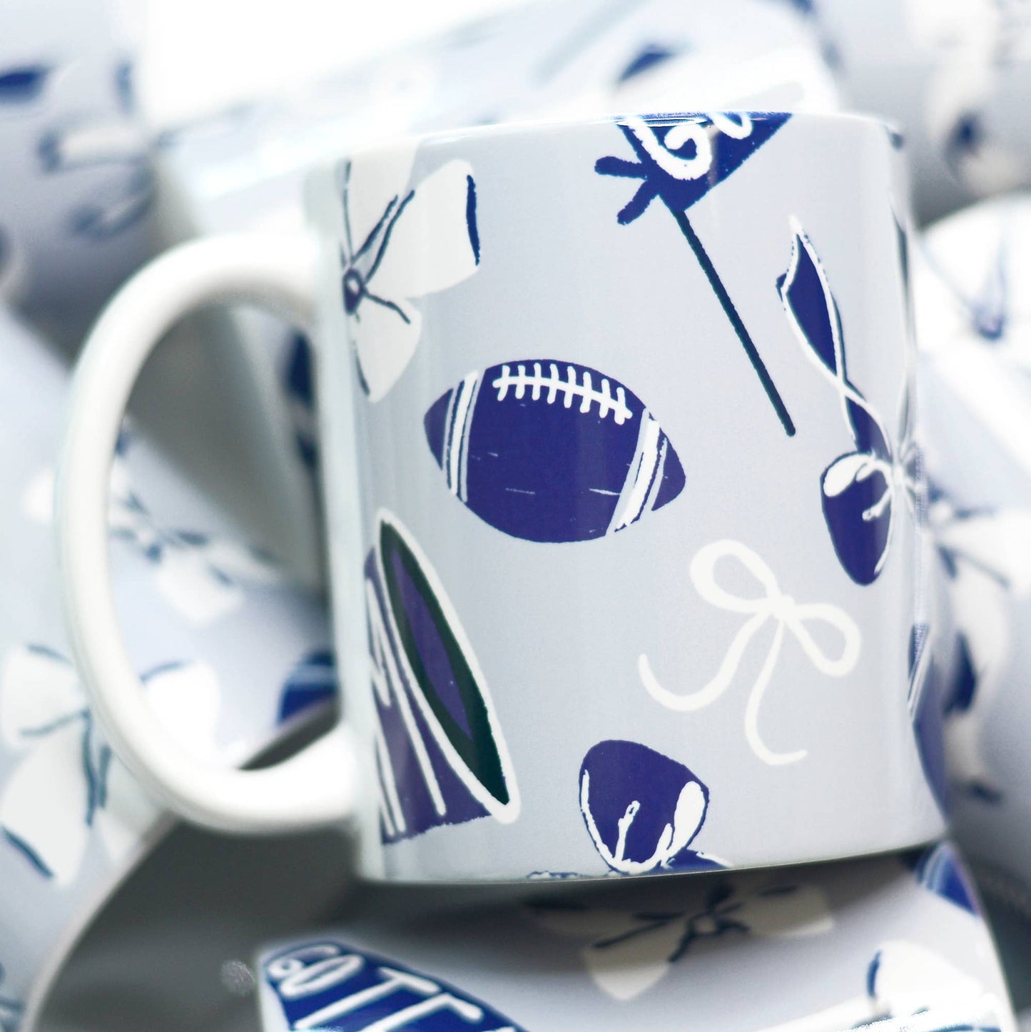 Grey & Blue Football Mug