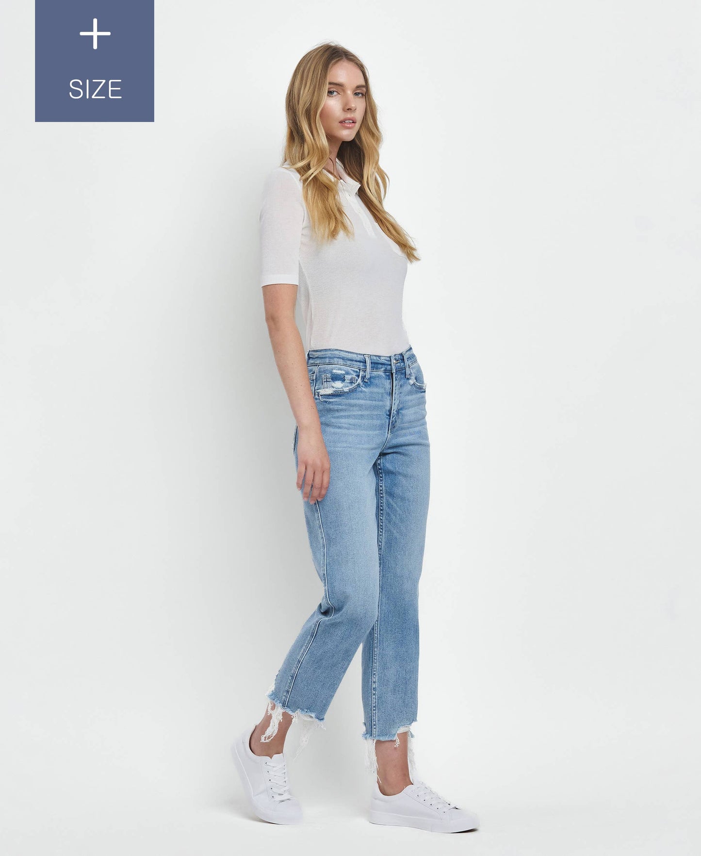 Fondly PLUS SIZE HIGH RISE REGULAR STRAIGHT JEANS T6478-P