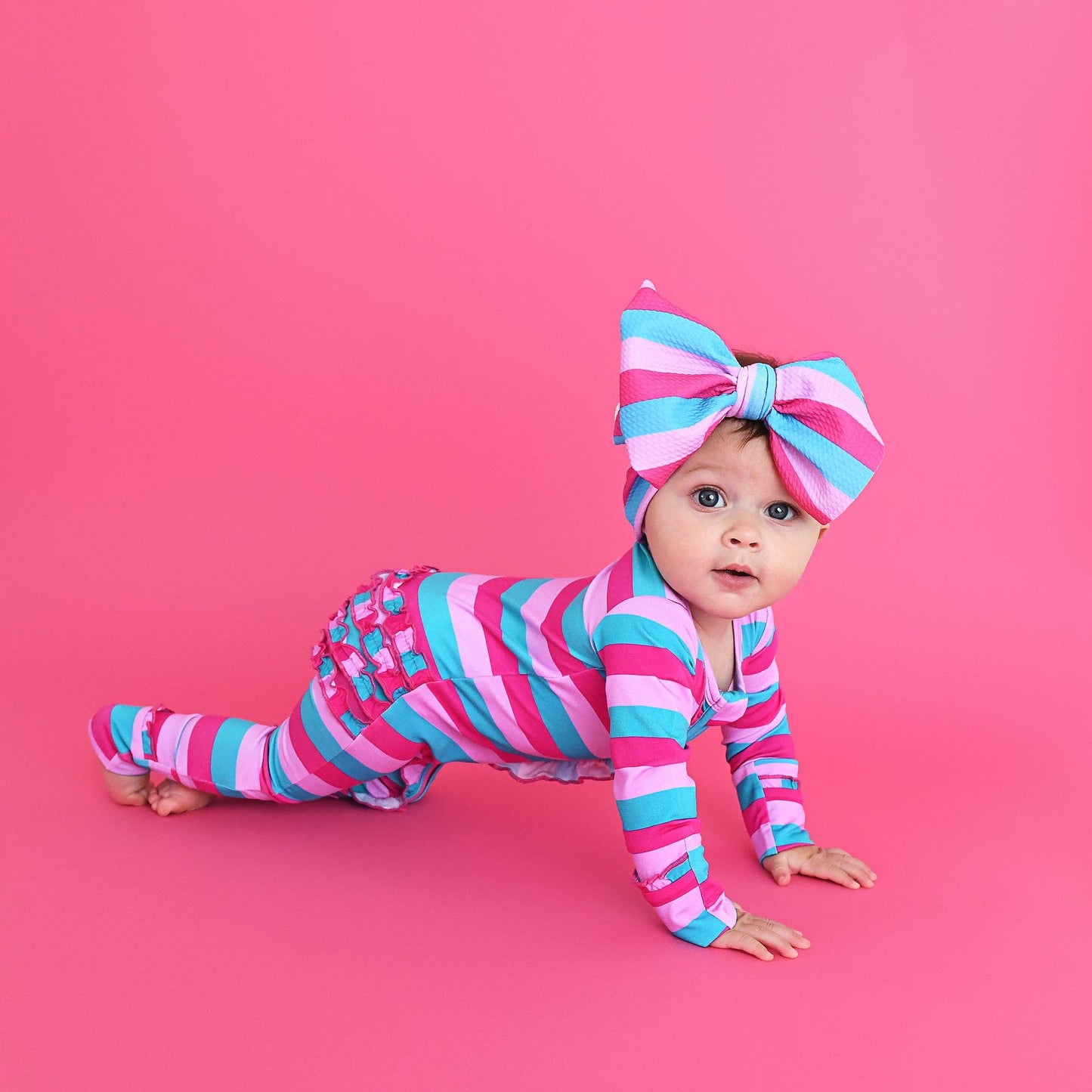Maddie Stripe Ruffle Zip Bamboo Valentines Day