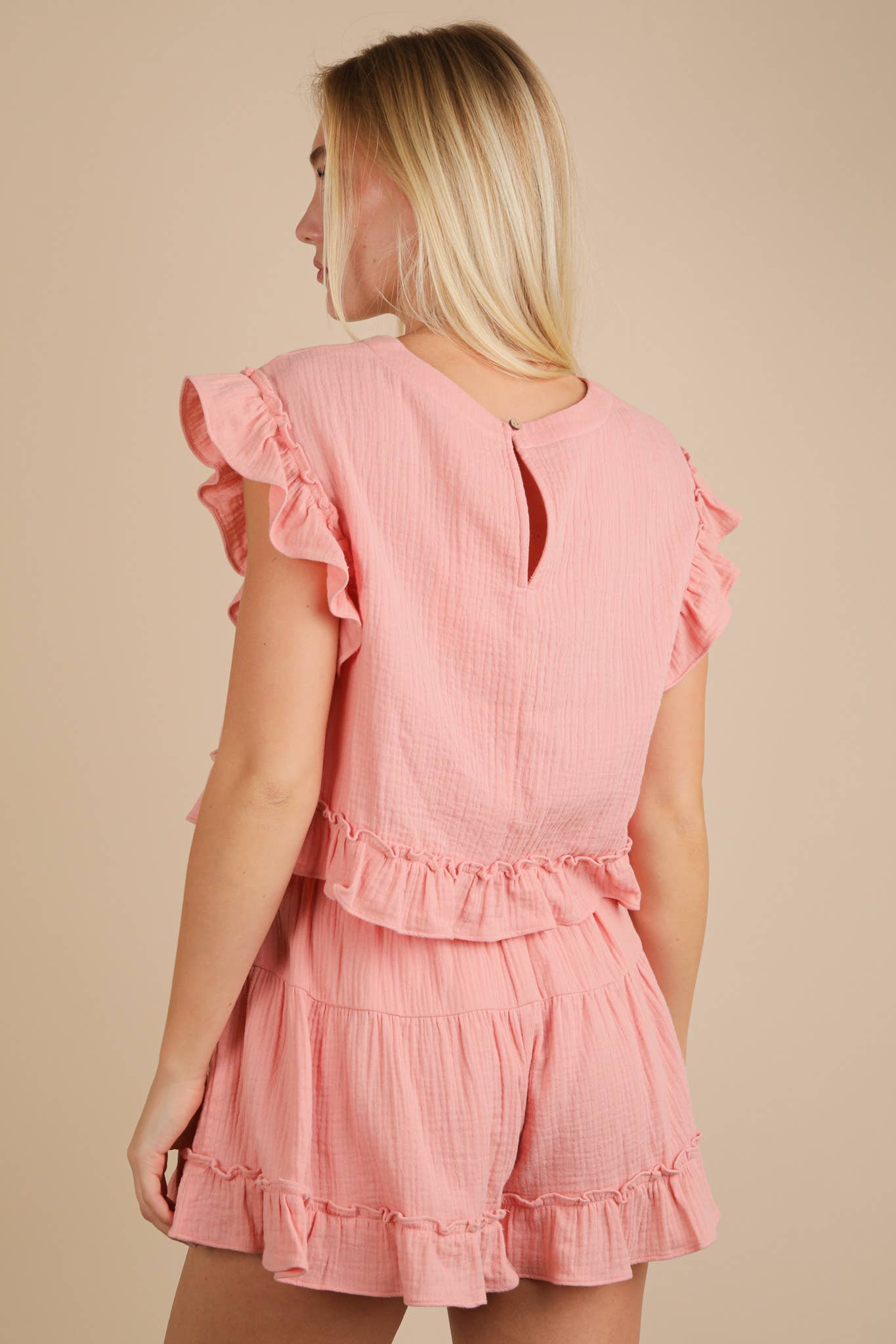 Ruffled Woven Top Set