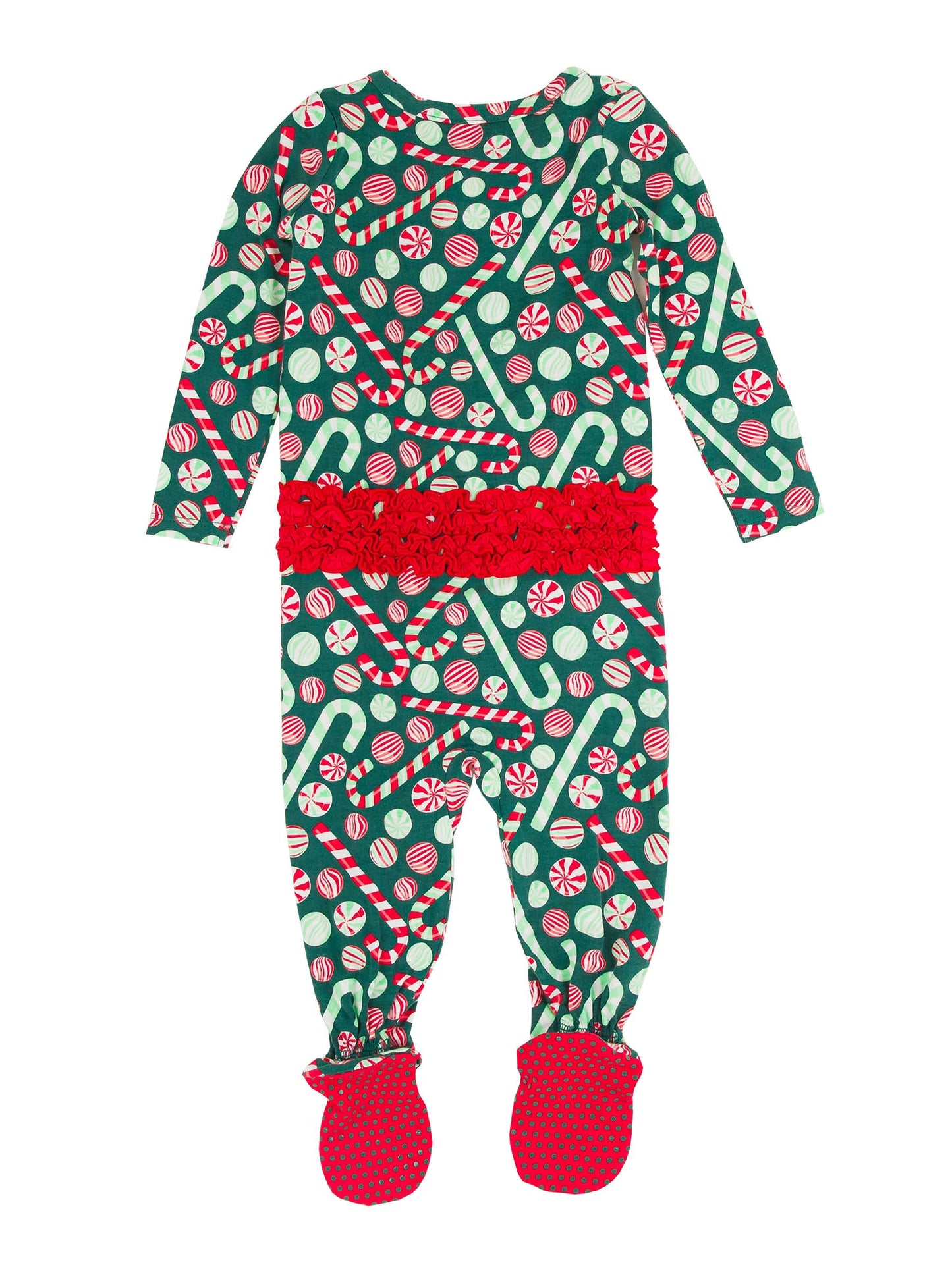 Playful Peppermint Bamboo Footed Ruffle Pajama