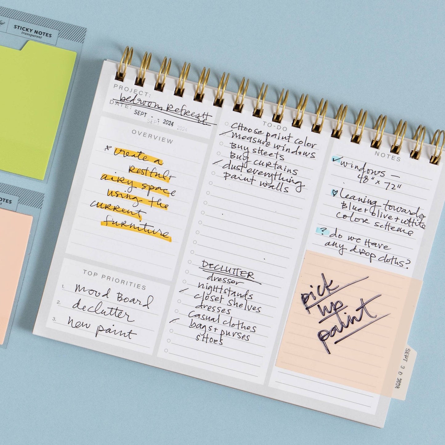 Pink - Tabbed Transparent Sticky Notes - Pink