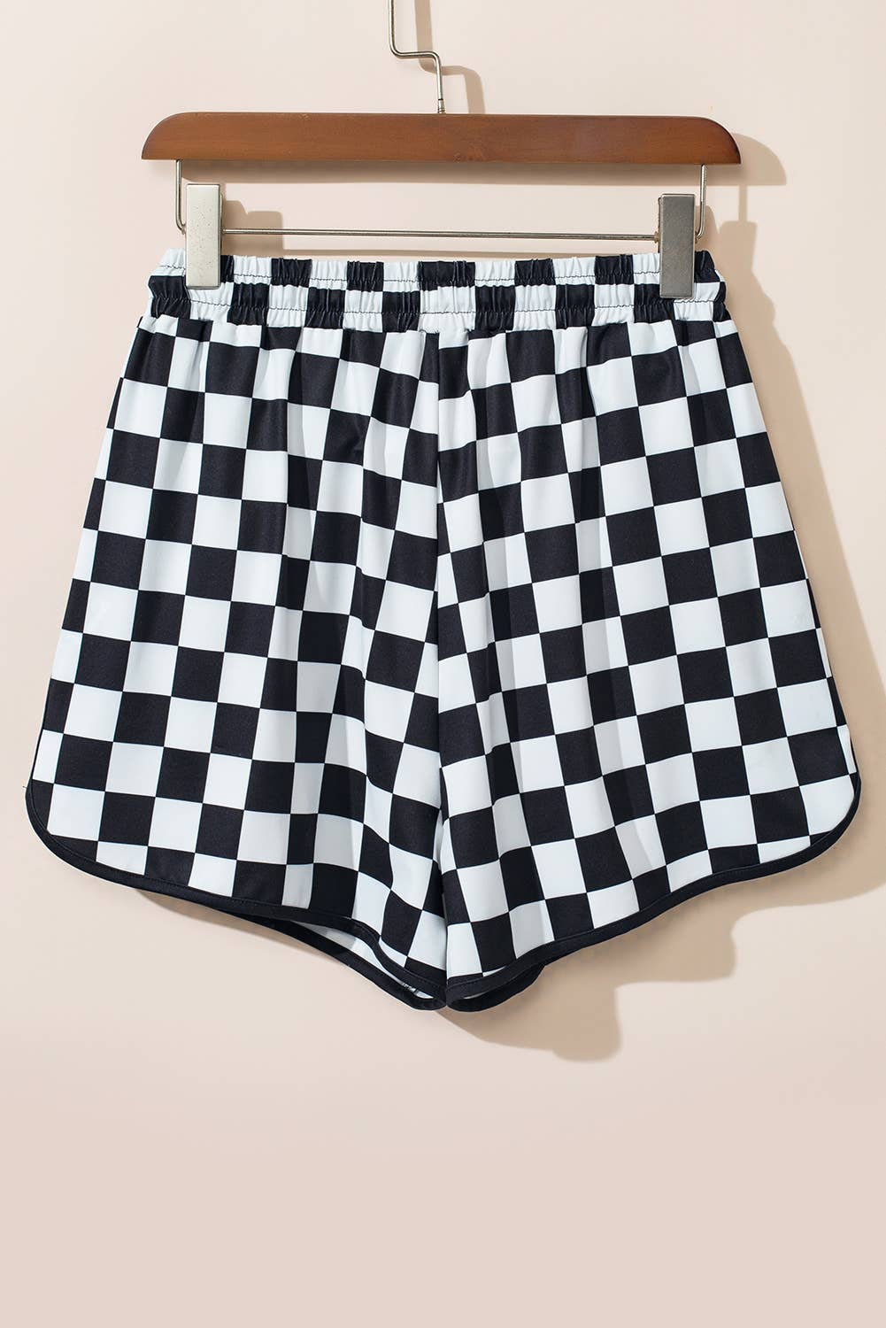 Checkered Drawstring Elastic Waist Shorts