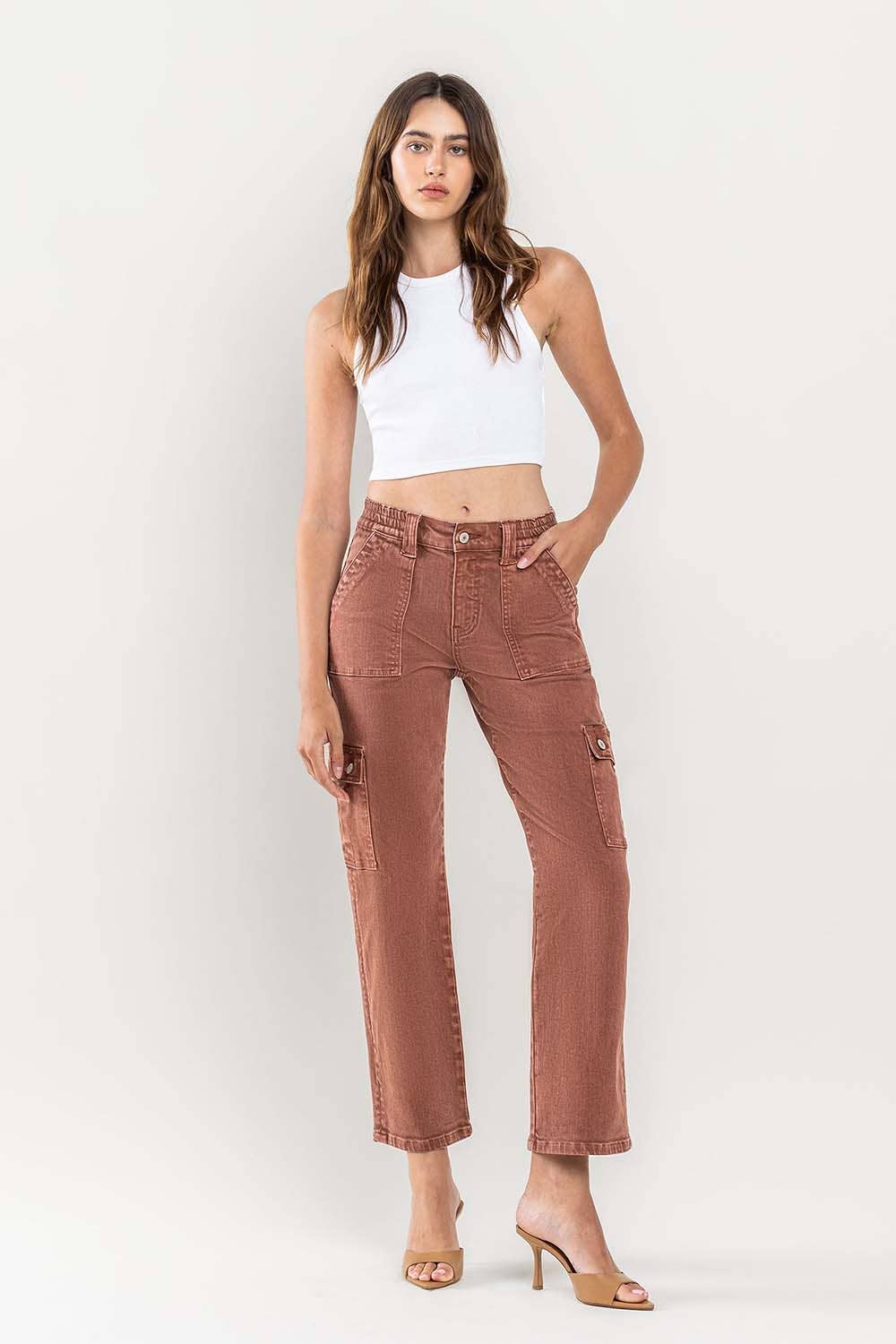 Dixie HIGH RISE PATCH POCKET CARGO STRAIGHT JEANS