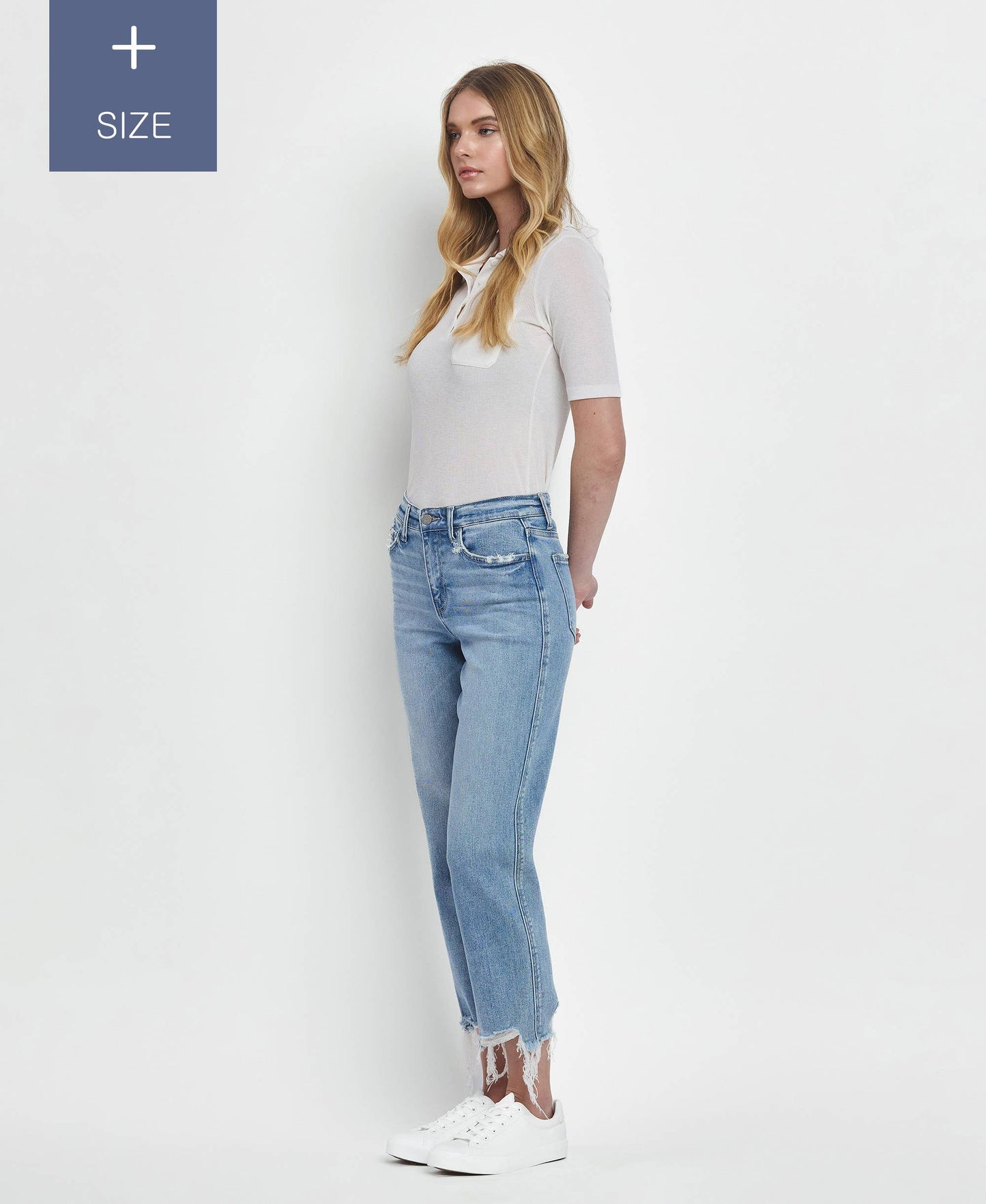 Fondly PLUS SIZE HIGH RISE REGULAR STRAIGHT JEANS T6478-P