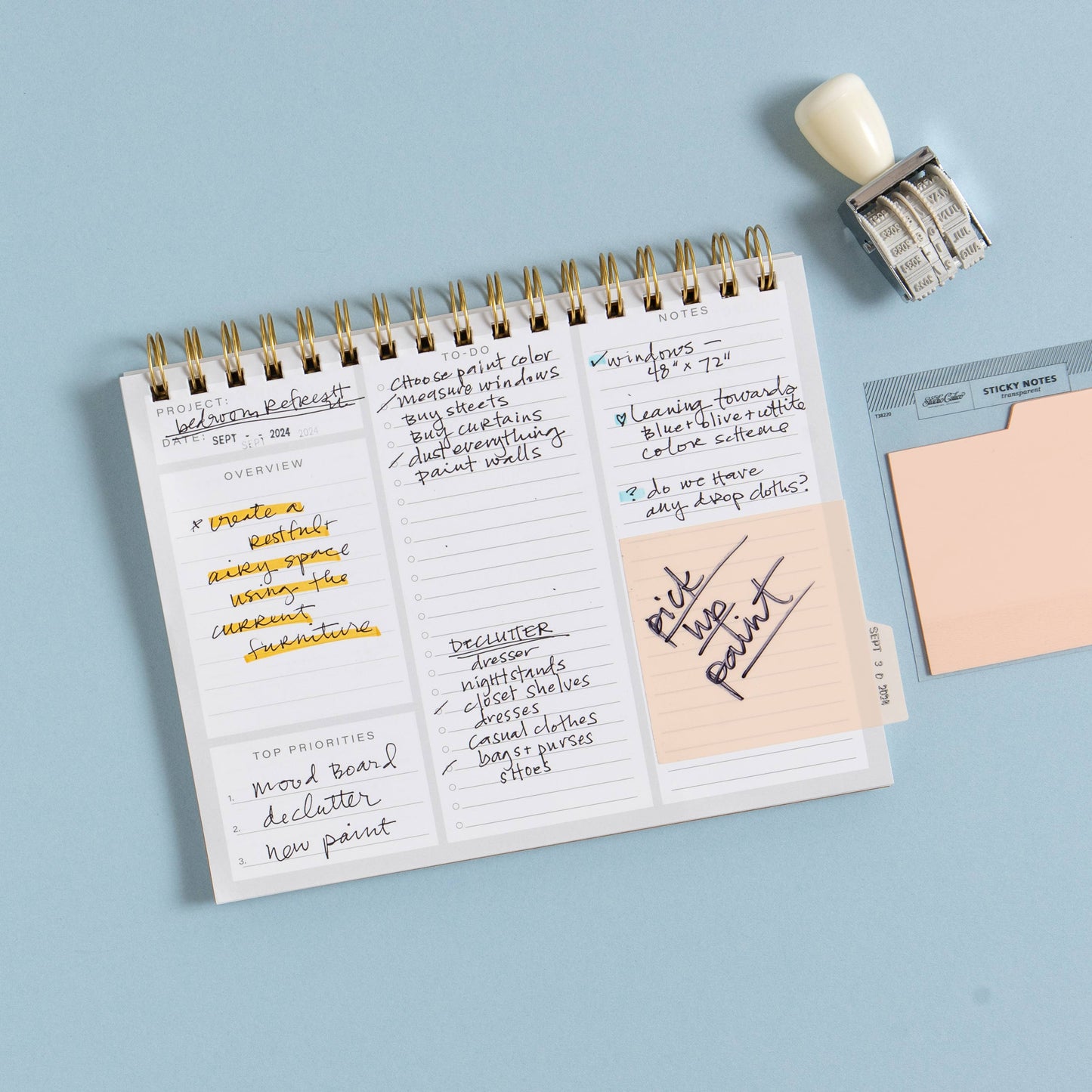 Pink - Tabbed Transparent Sticky Notes - Pink