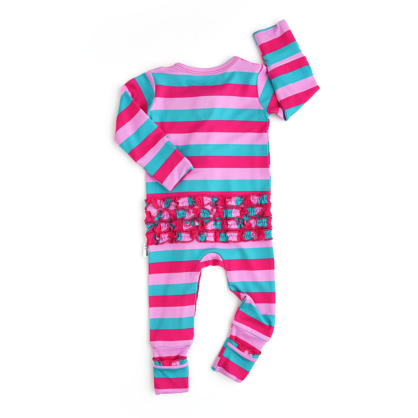 Maddie Stripe Ruffle Zip Bamboo Valentines Day