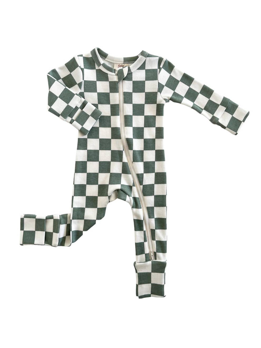 Matcha Milkshake Checkerboard 2-Way Zip Romper