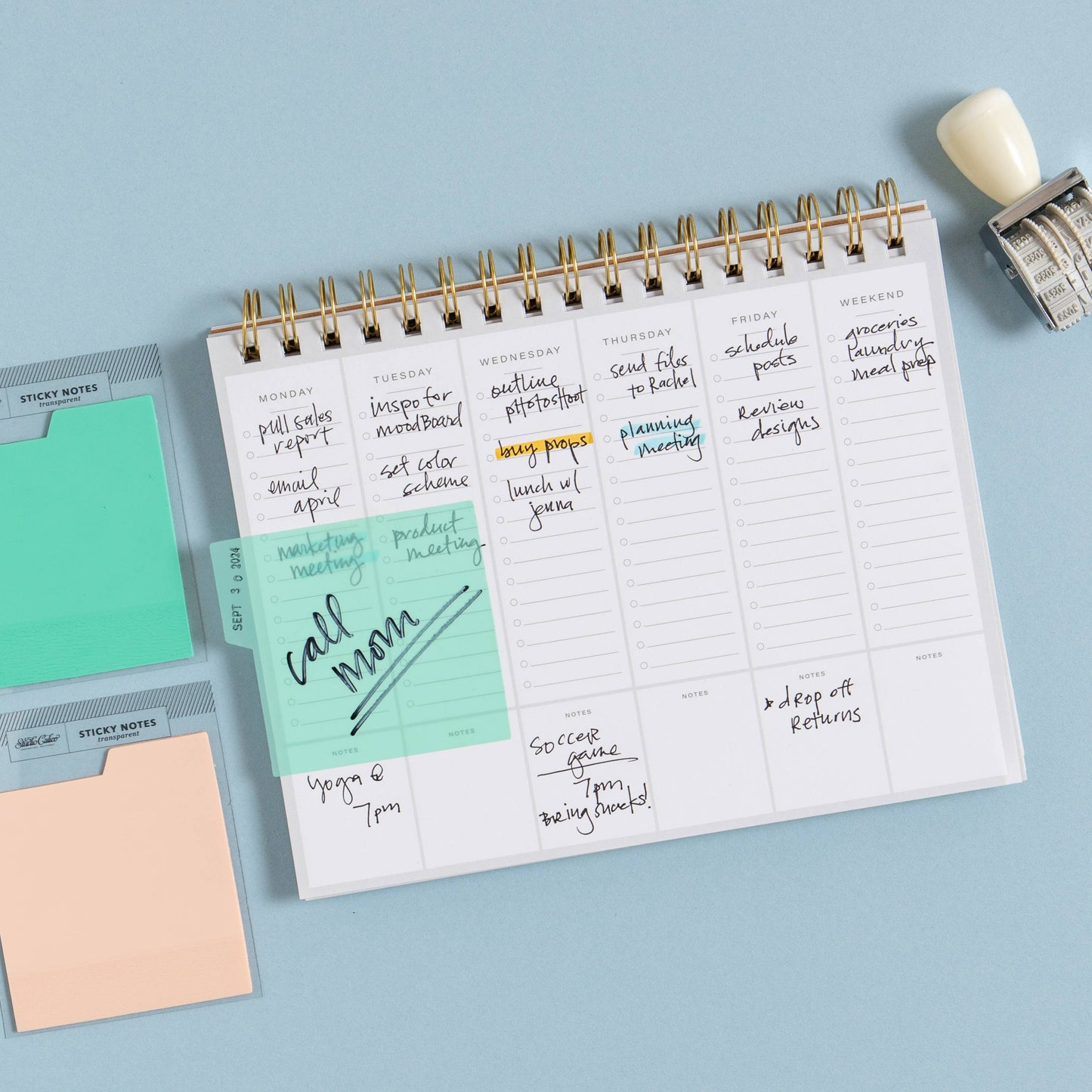 Aqua - Tabbed Transparent Sticky Notes