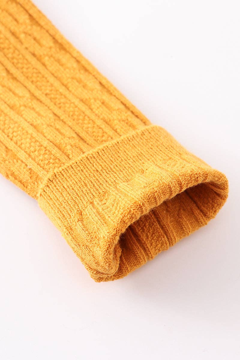 Mustard knit knee high sock
