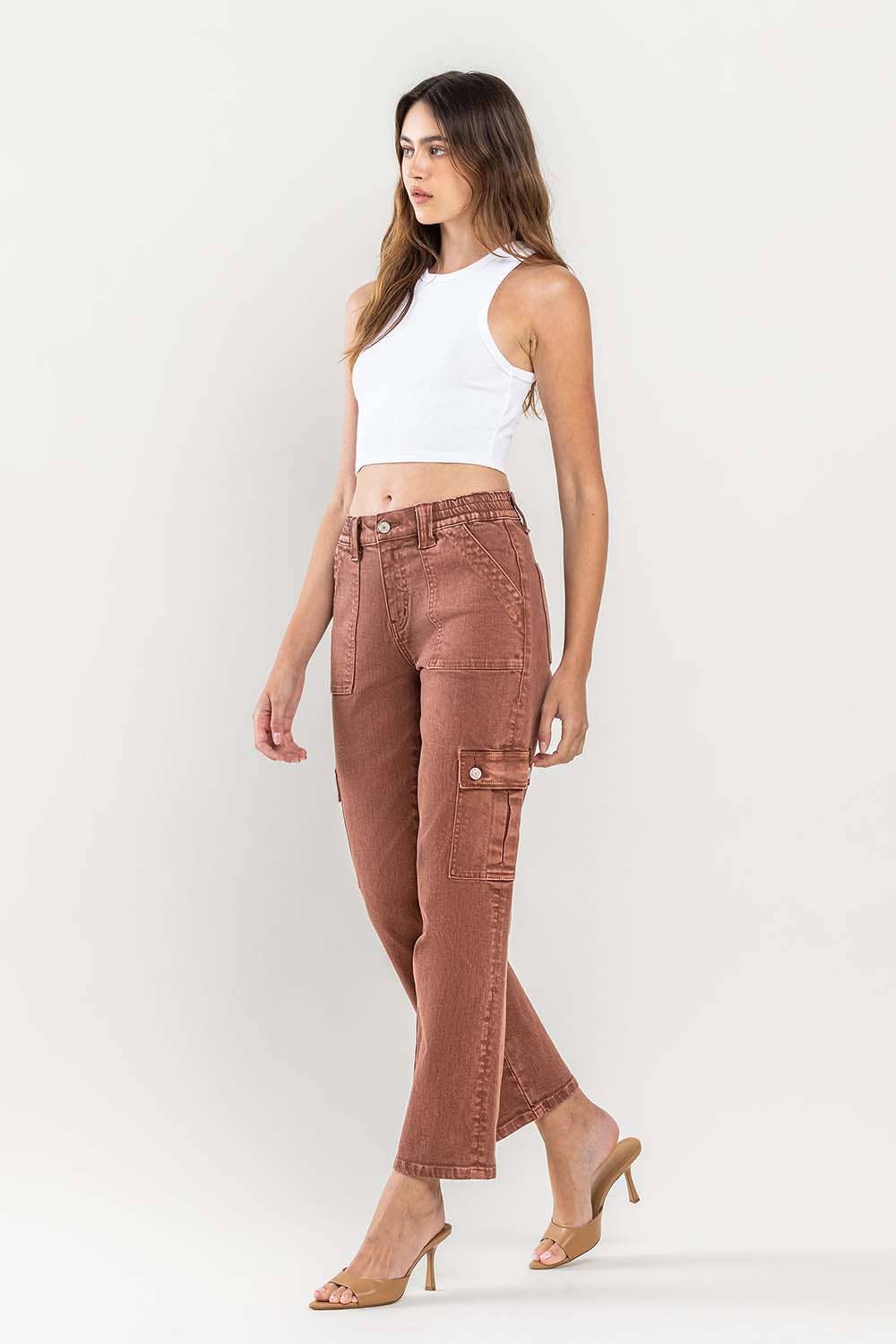 Dixie HIGH RISE PATCH POCKET CARGO STRAIGHT JEANS