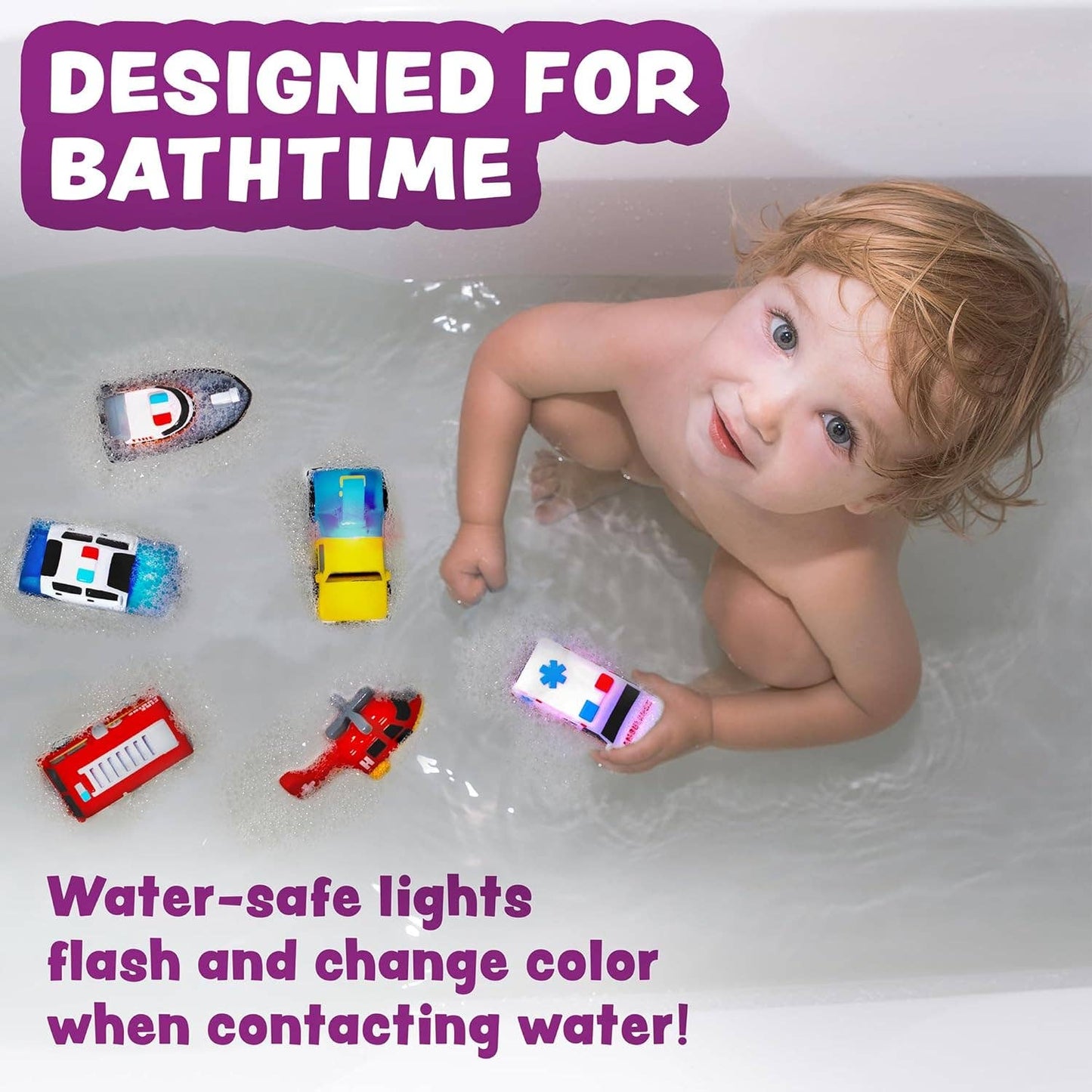 Emergency Cars Light Up Bath Toys