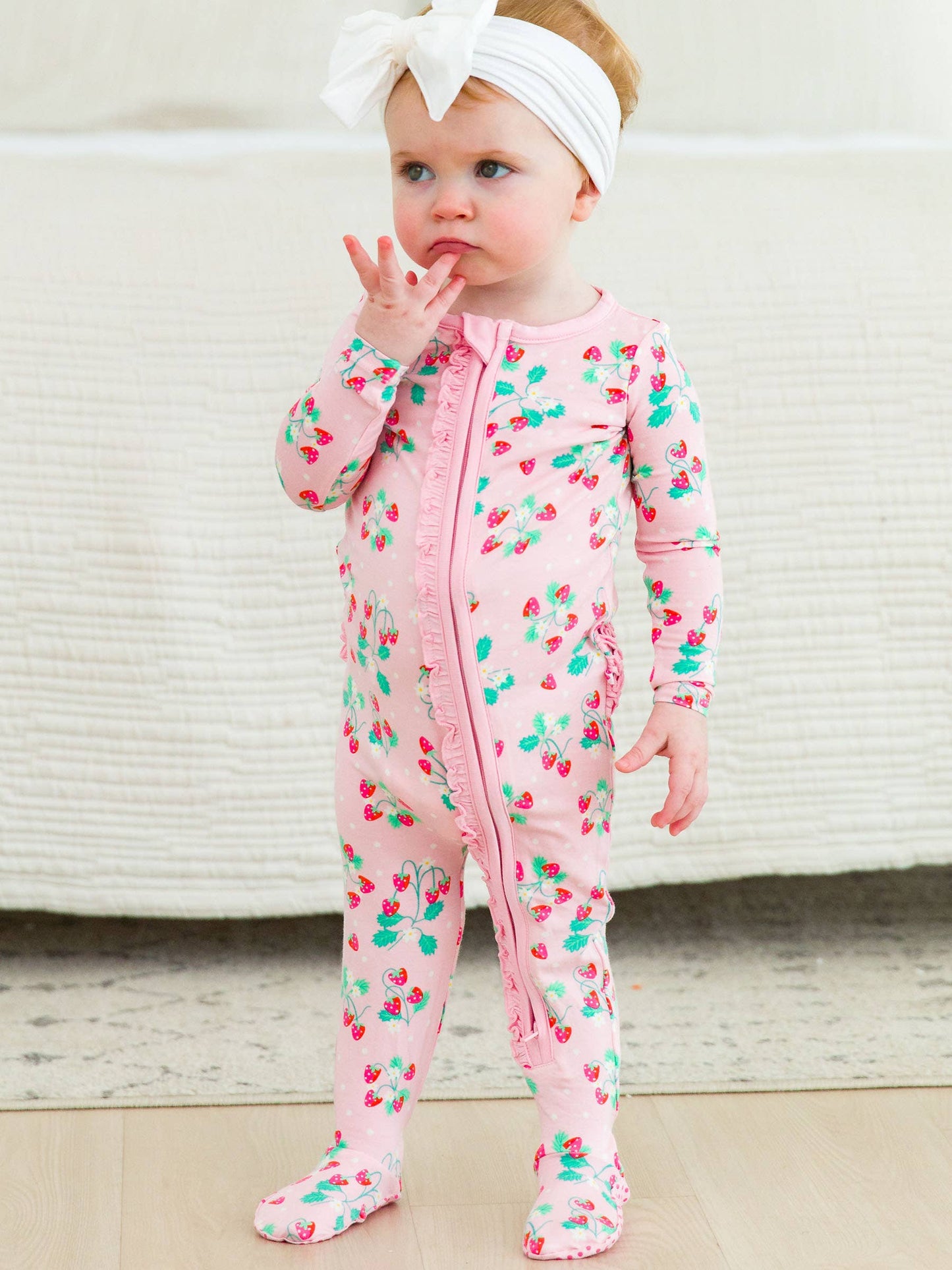 Sweet as Strawberries Footed Ruffle Pajama