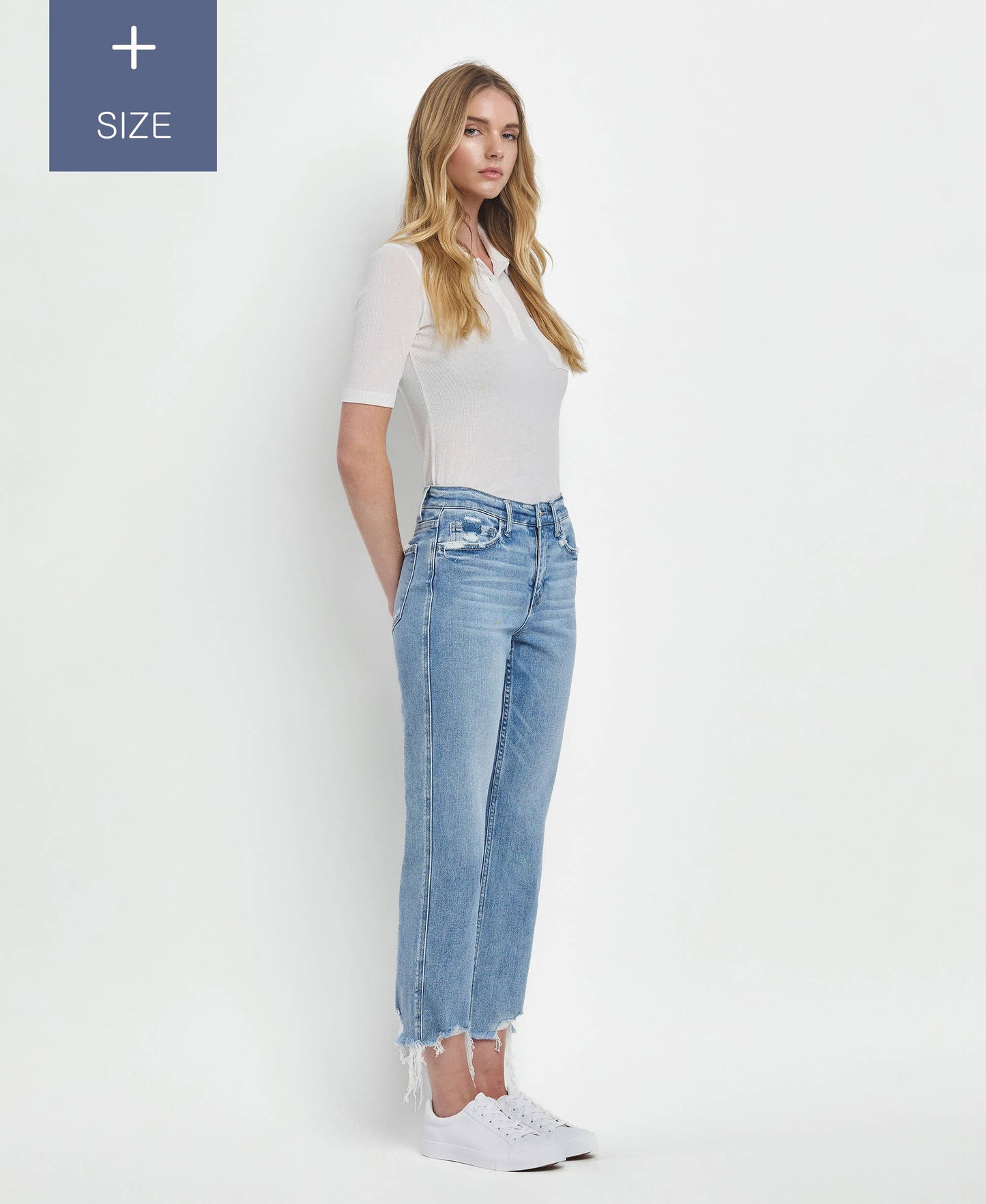 Fondly PLUS SIZE HIGH RISE REGULAR STRAIGHT JEANS T6478-P