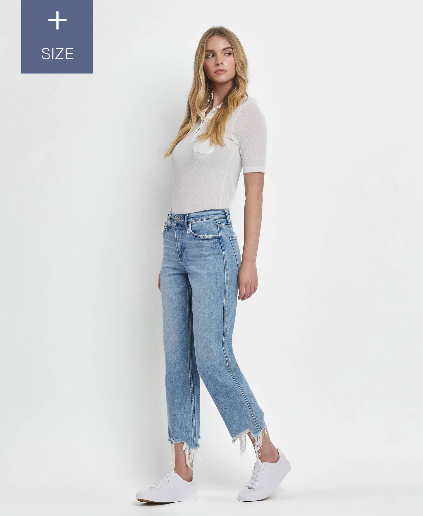 Fondly PLUS SIZE HIGH RISE REGULAR STRAIGHT JEANS T6478-P