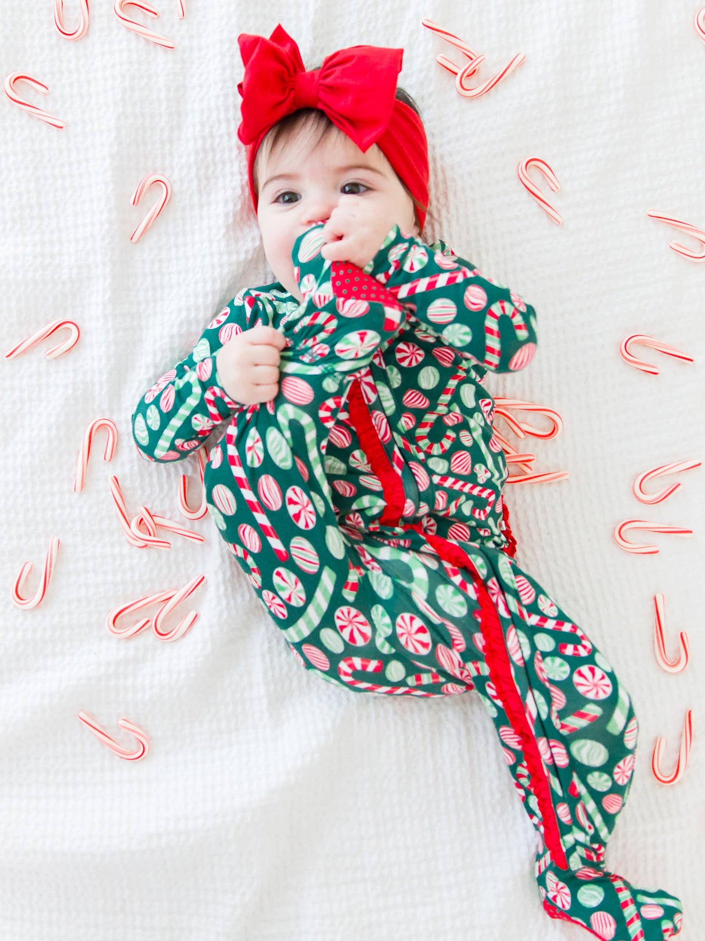 Playful Peppermint Bamboo Footed Ruffle Pajama
