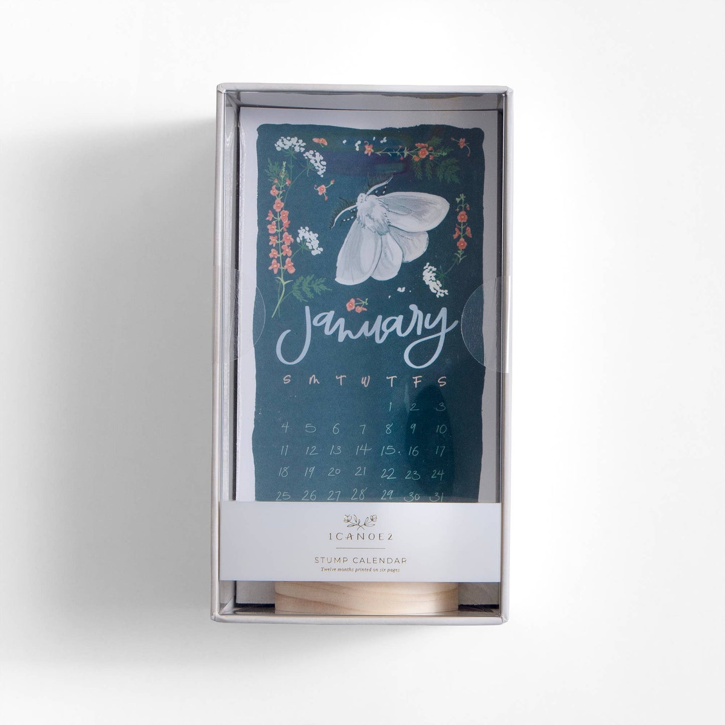 Butterfly Garden 2026 Mini Desk Calendar with Wooden Block