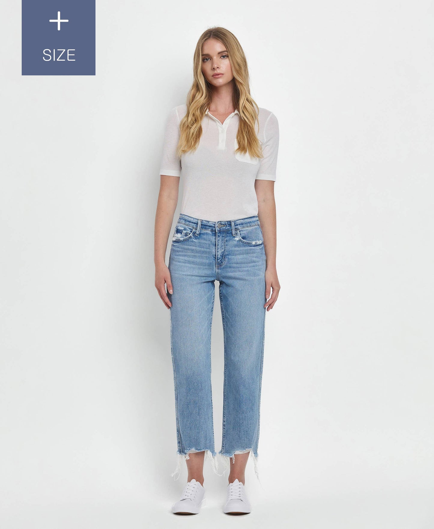 Fondly PLUS SIZE HIGH RISE REGULAR STRAIGHT JEANS T6478-P