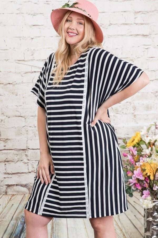PL STRIPED DOLMAN DRESS