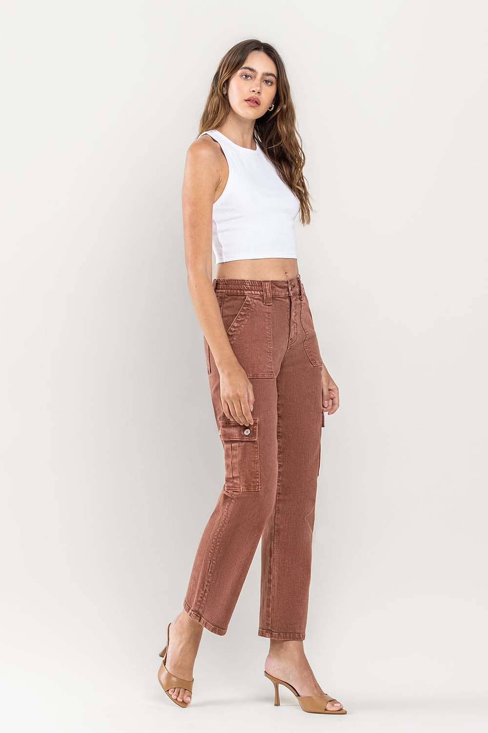 Dixie HIGH RISE PATCH POCKET CARGO STRAIGHT JEANS
