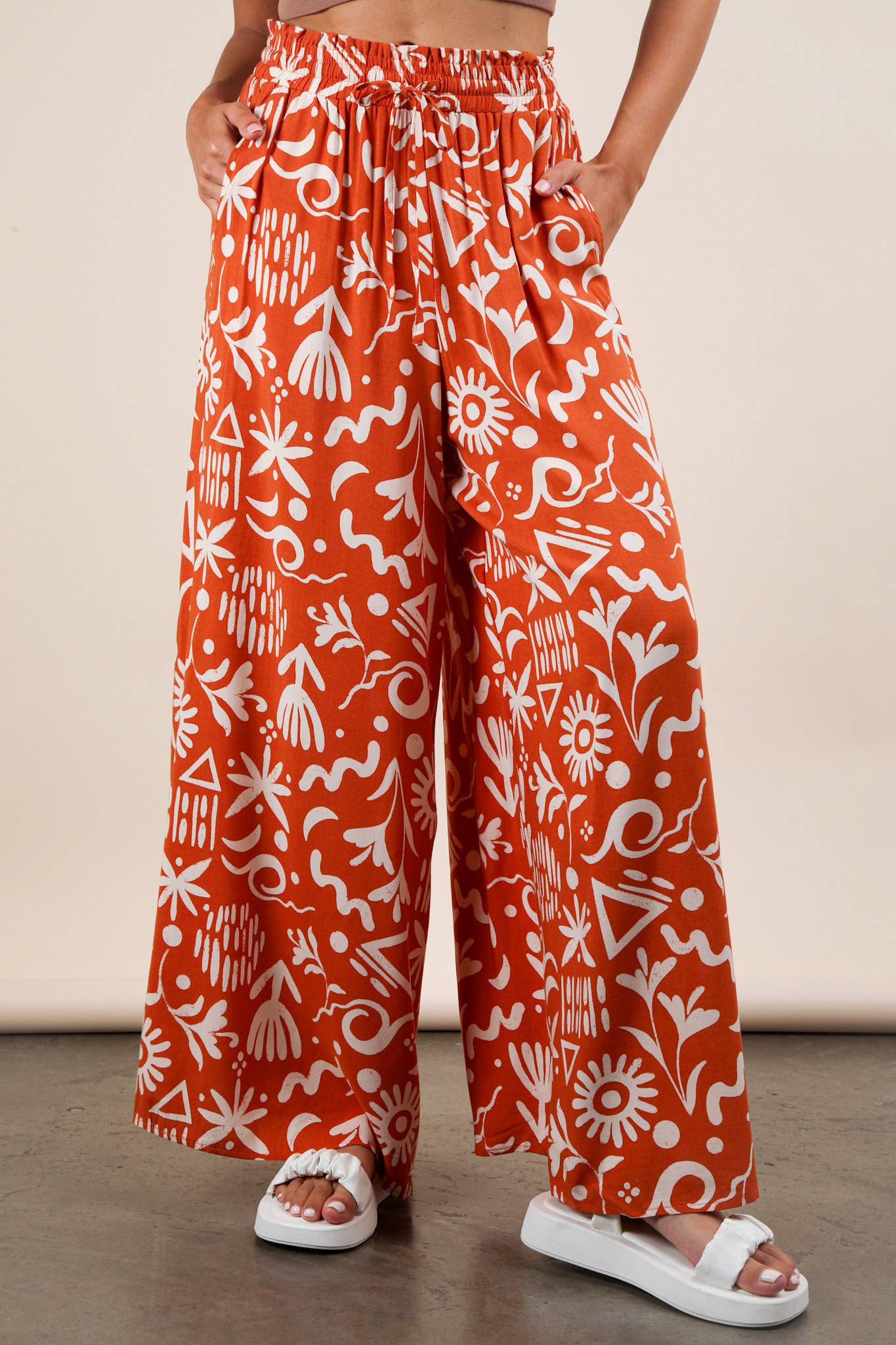 PL Printed Wide Leg Pants