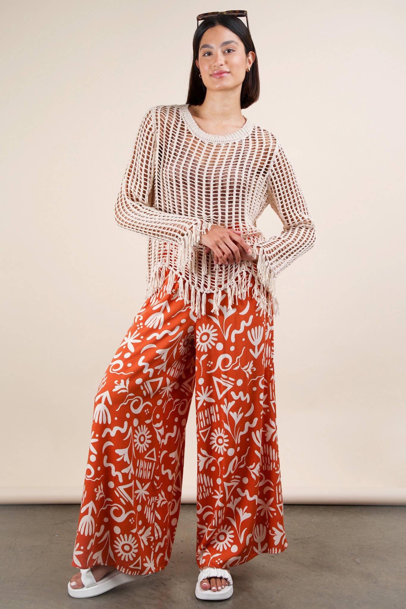 PL Printed Wide Leg Pants