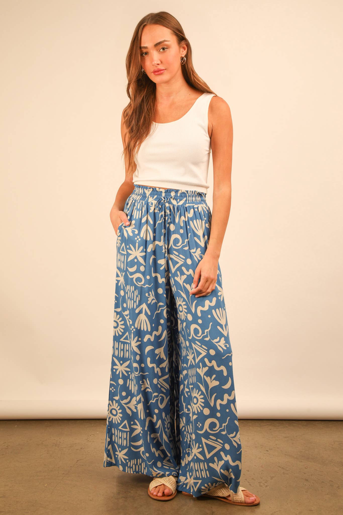 PL Printed Wide Leg Pants