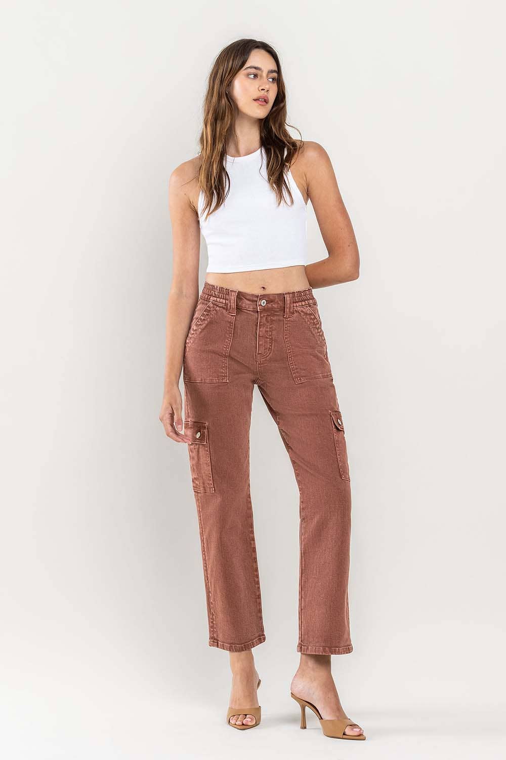 Dixie HIGH RISE PATCH POCKET CARGO STRAIGHT JEANS