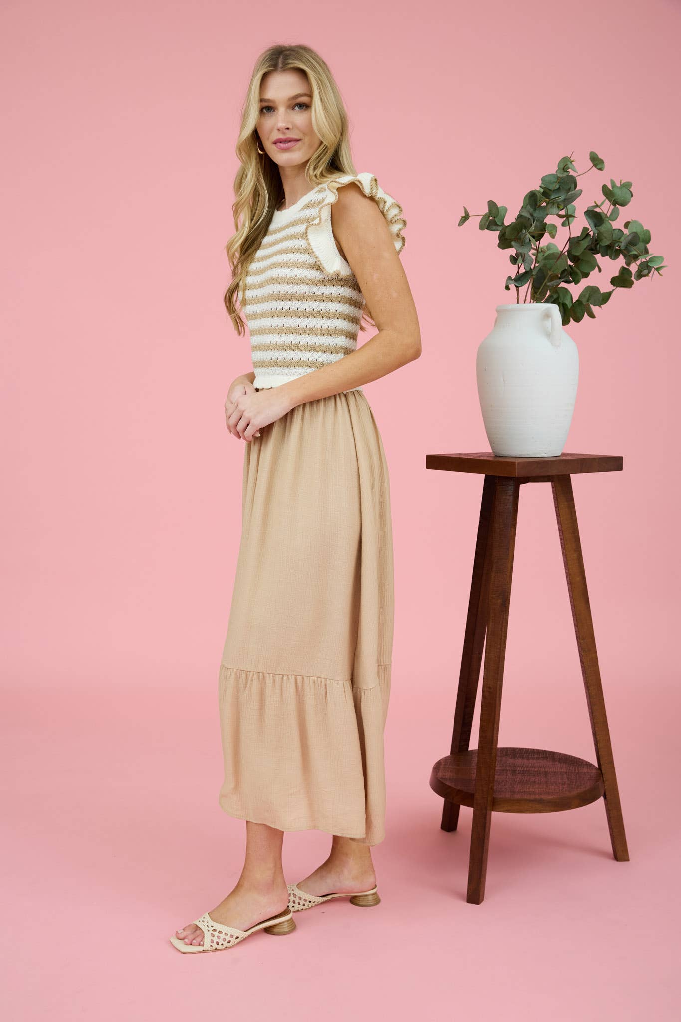 STRIPE SWEATER MIDI DRESS