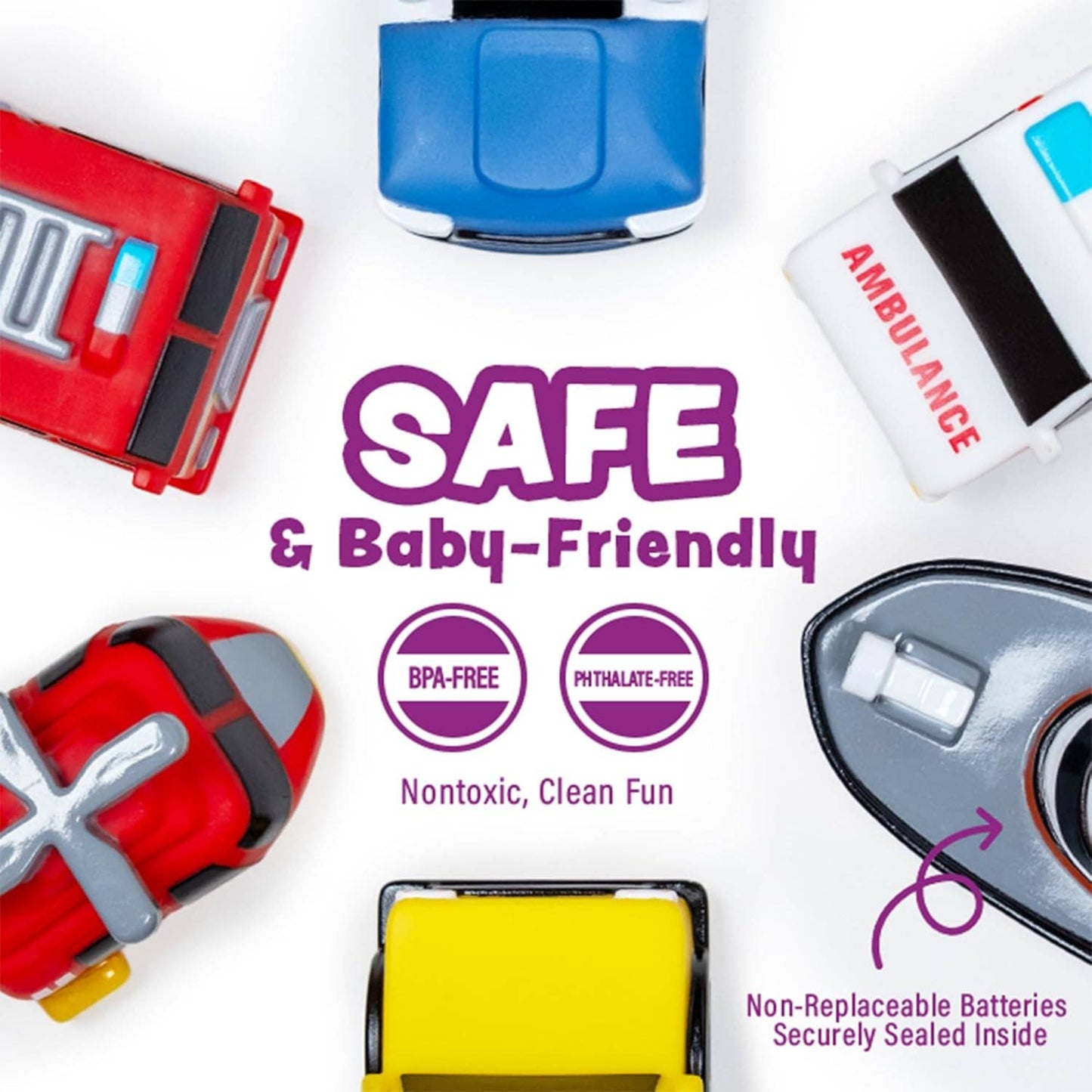 Emergency Cars Light Up Bath Toys