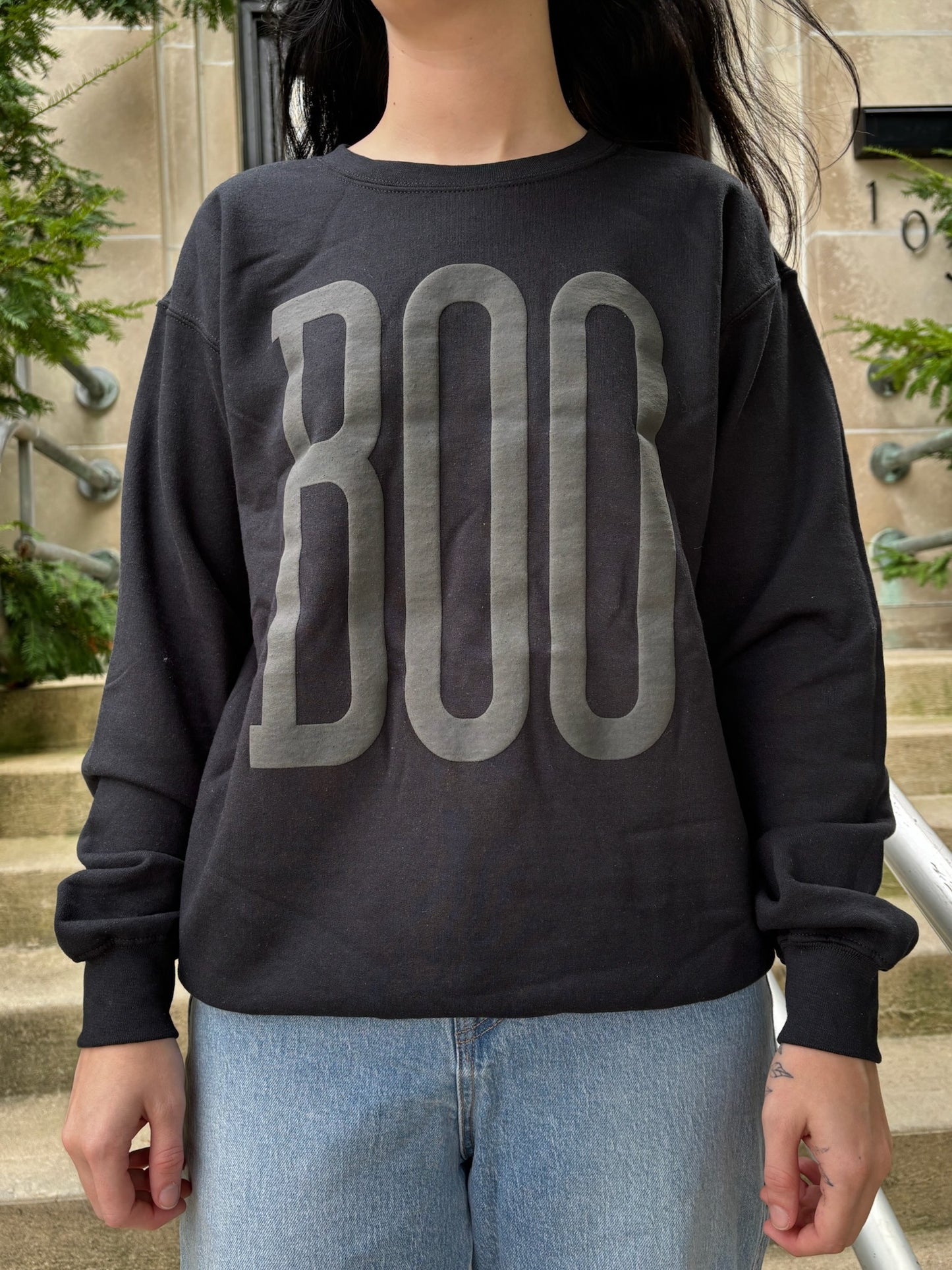 Boo Puff Black Sweatshirt