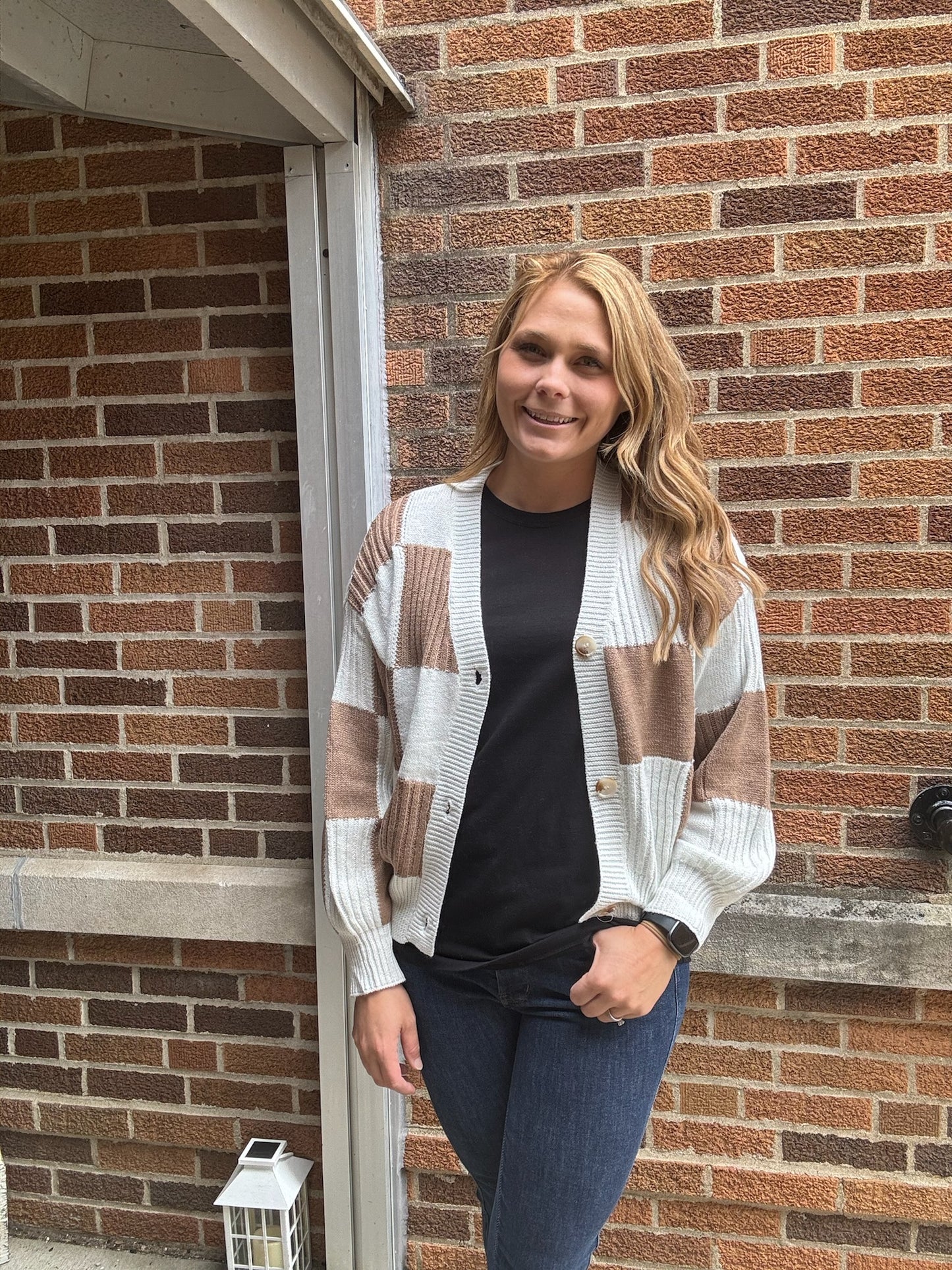 Coffee & Ivory Textured Cardigan