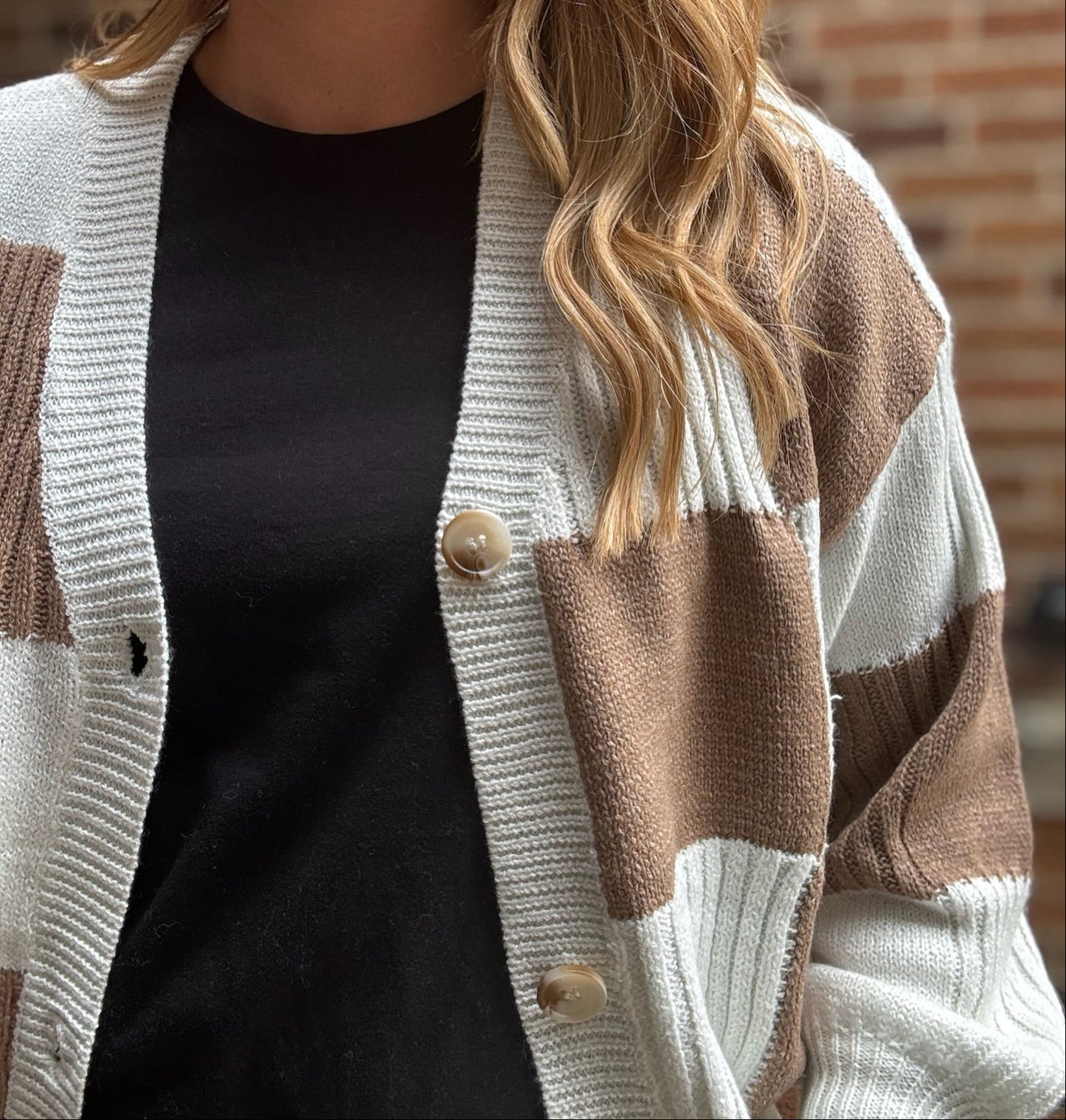 Coffee & Ivory Textured Cardigan
