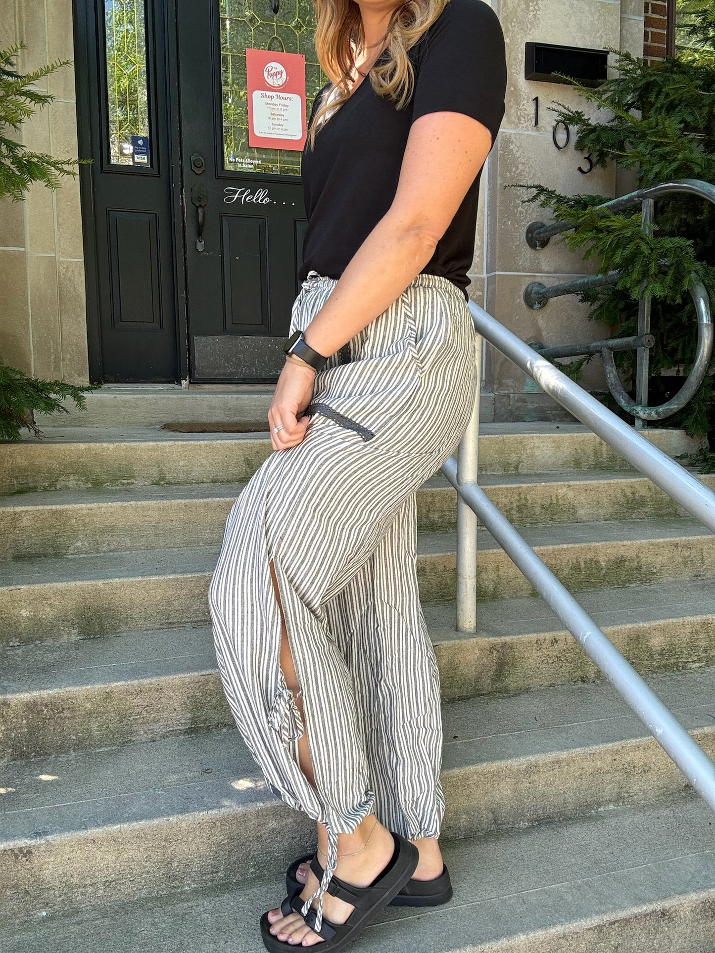 Vintage Charcoal Striped Jogger