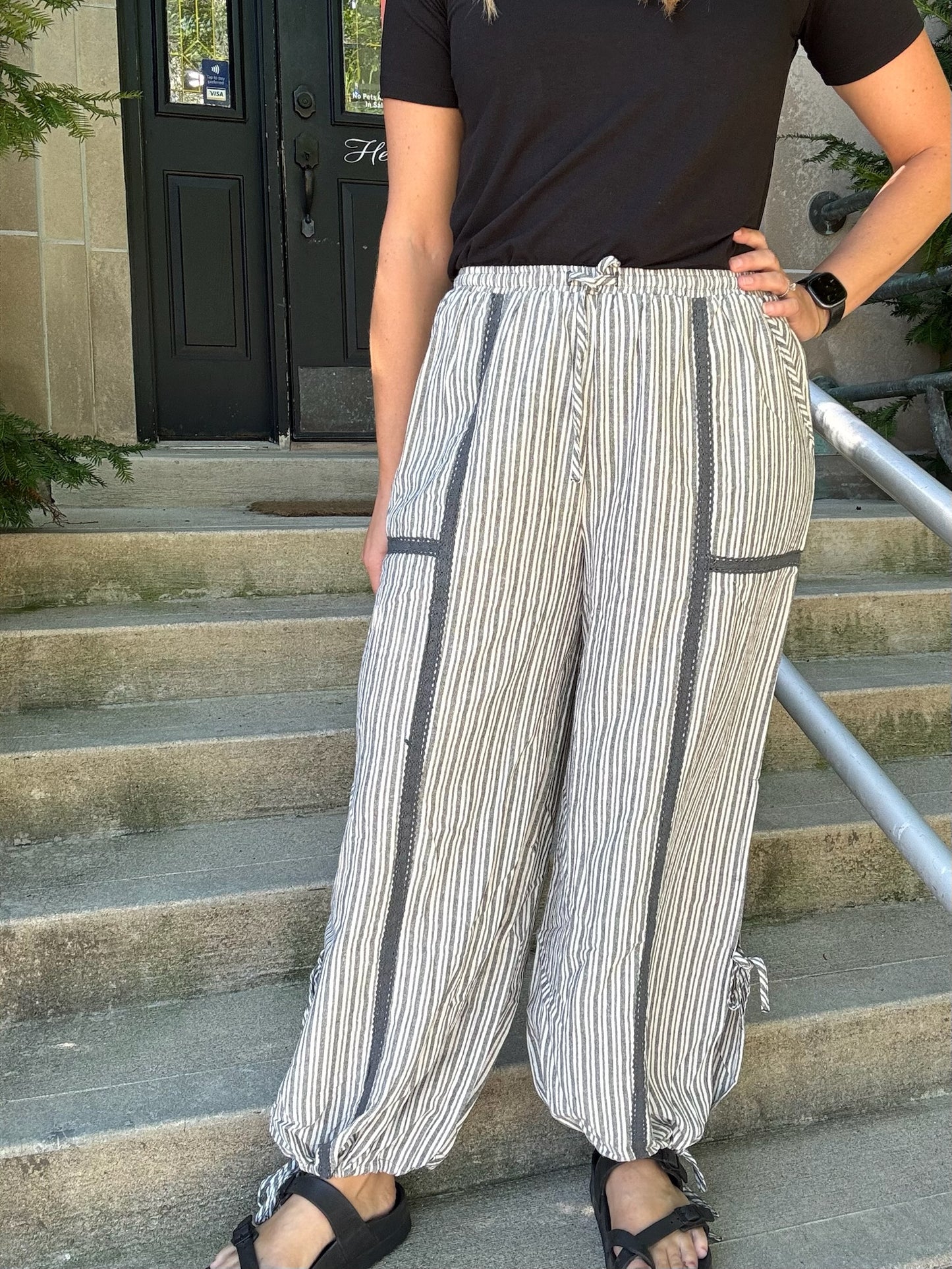 Vintage Charcoal Striped Jogger