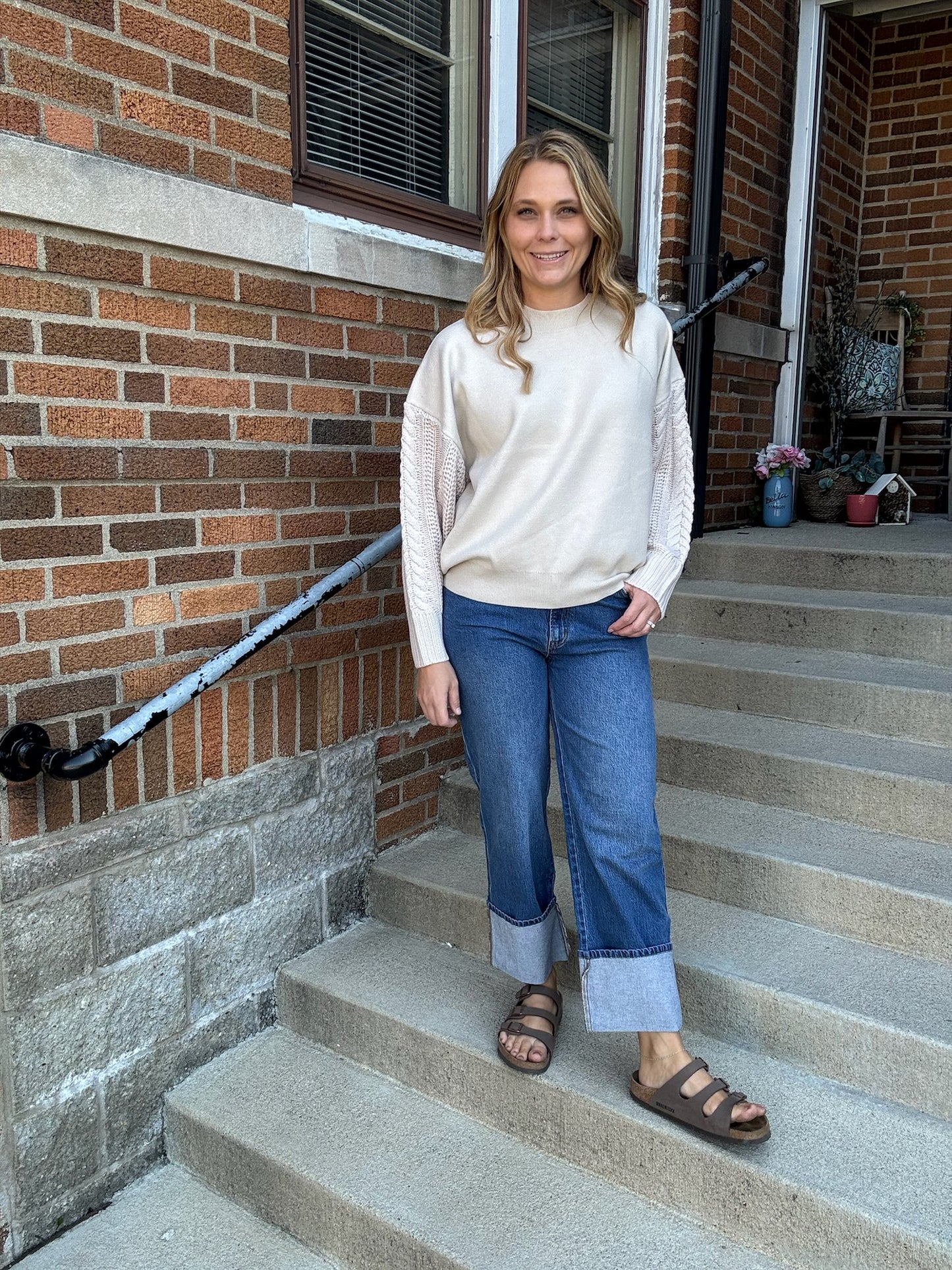 High Rise Cuffed Wide Leg Pant