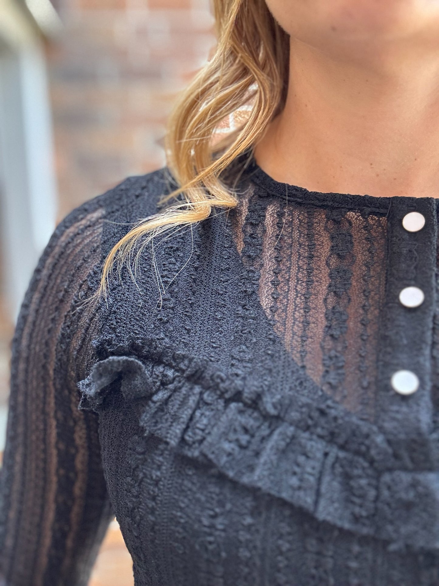 Stretch Lace Henley Top