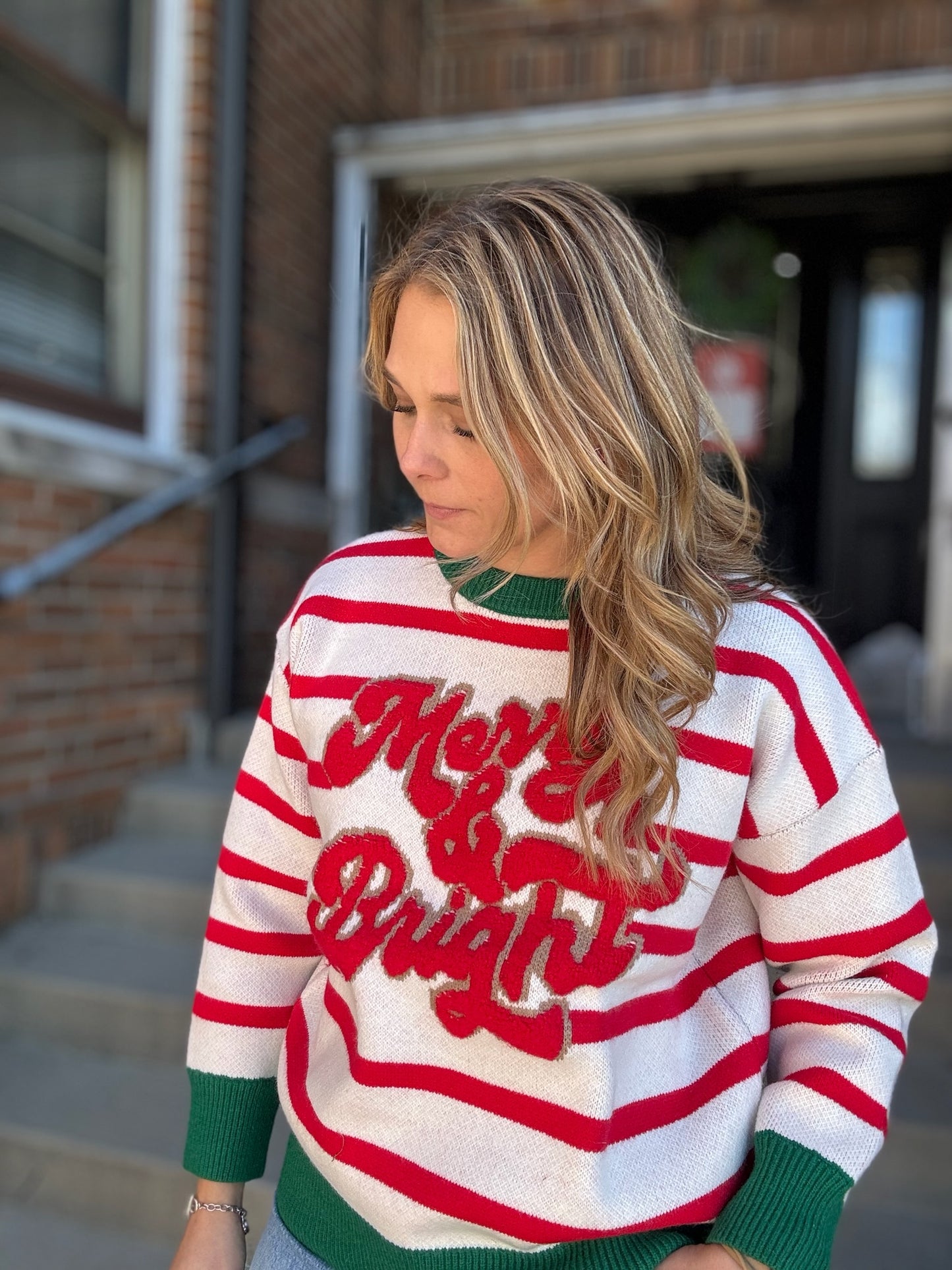 Merry and Bright Striped Sweater