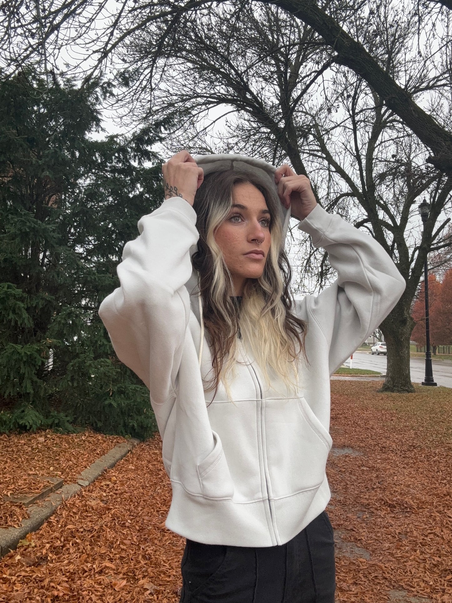 Fleece Crop-Zipped Hoodie