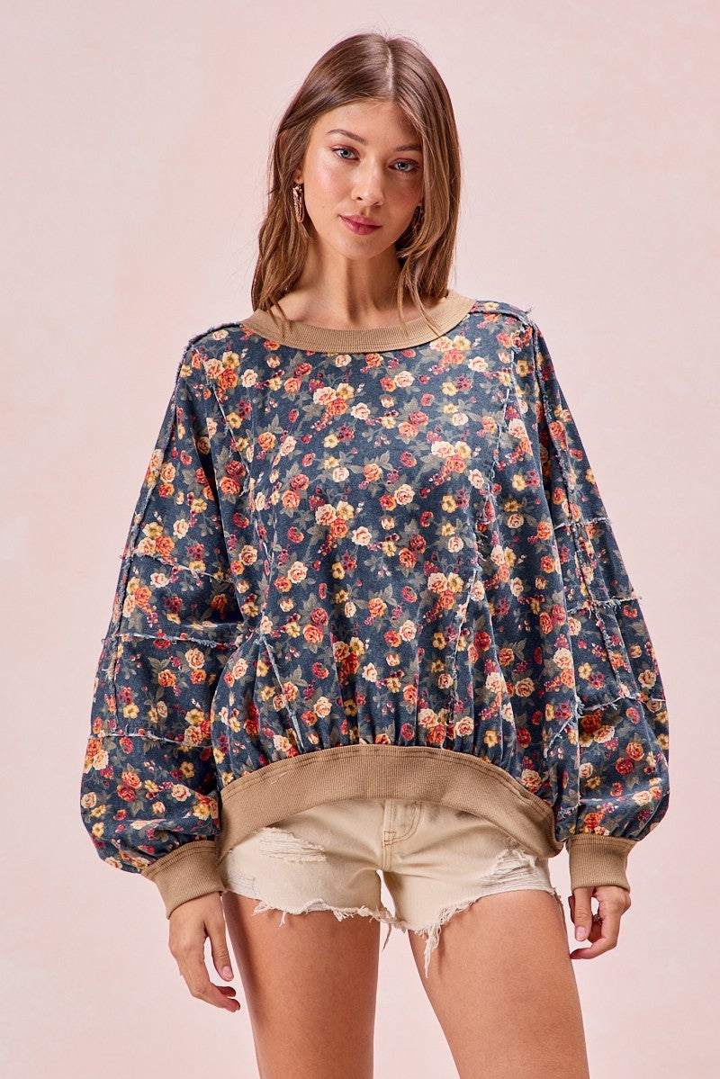 Floral Denim Top