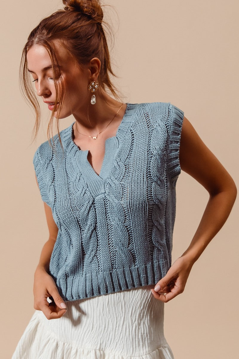 Notched Neck Sweater Vest