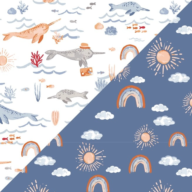 Narwhal + Hello Sunshine Bandana Bibs