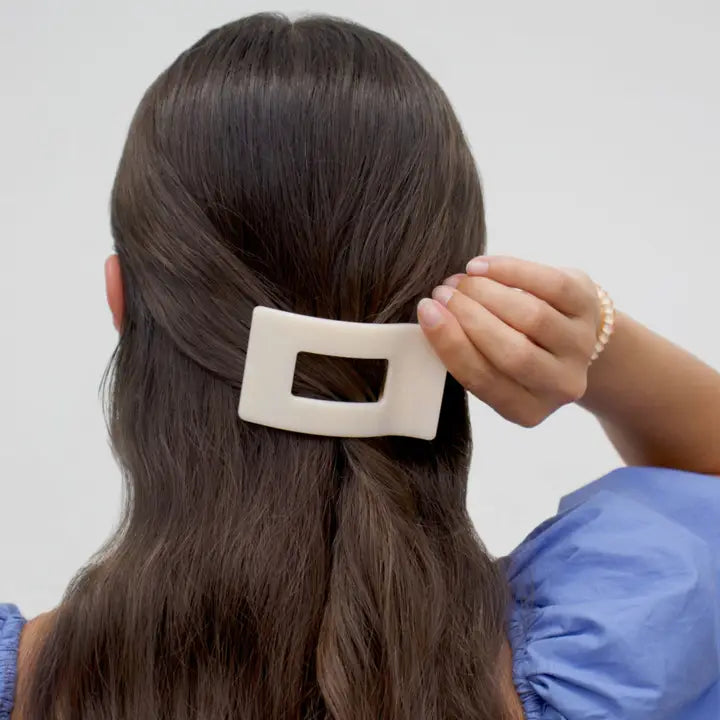 Square Flat Hair Clip | Small | Almond Beige