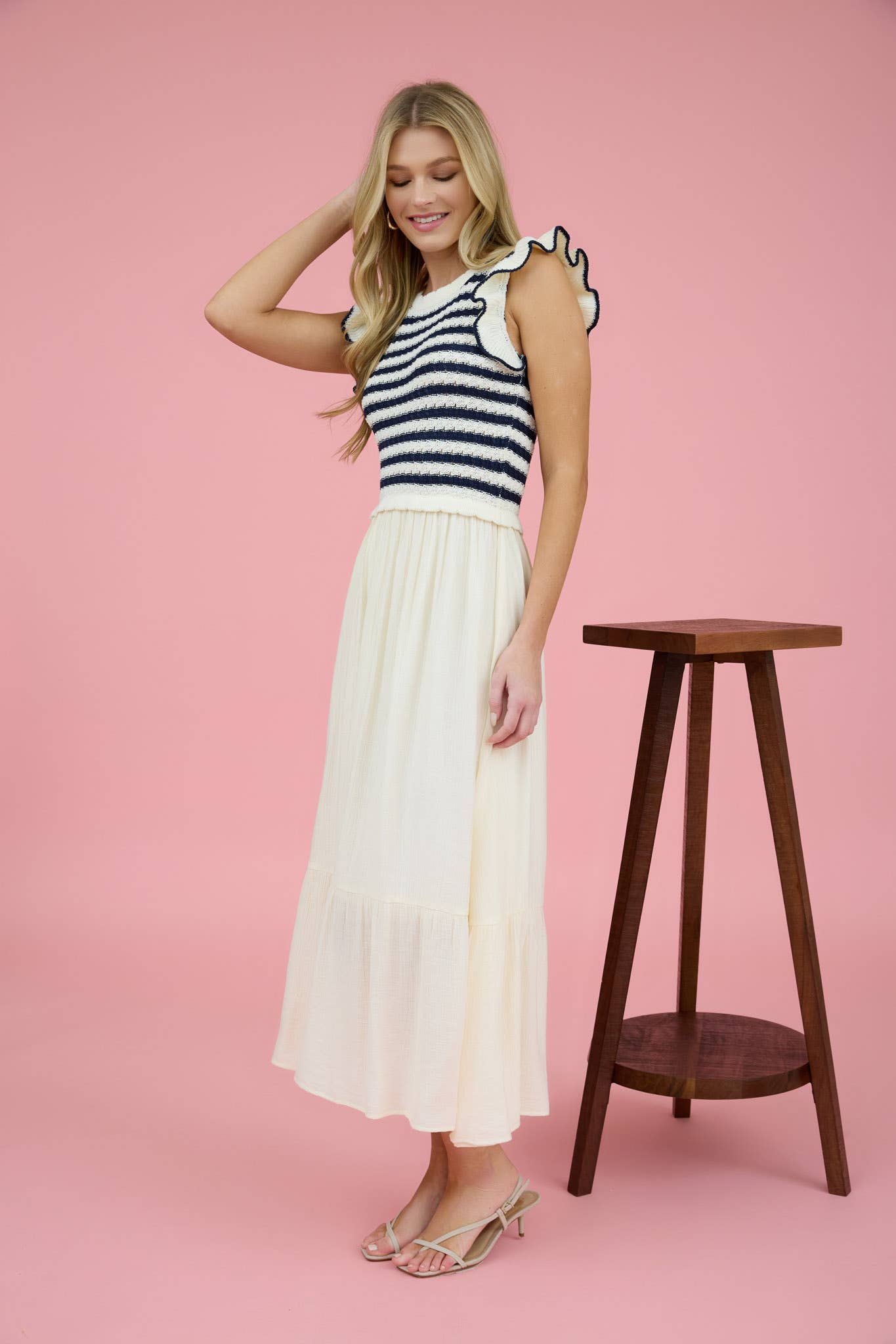 STRIPE SWEATER MIDI DRESS