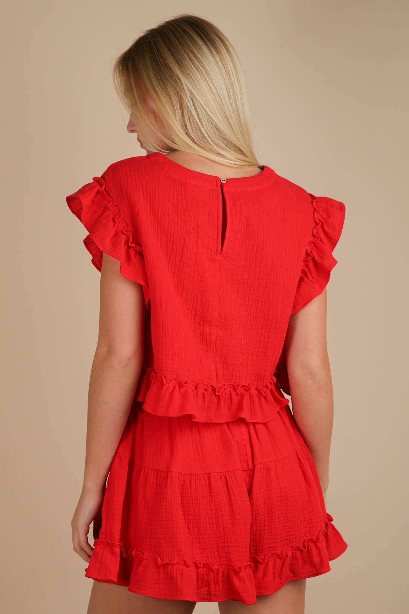Ruffled Woven Top Set