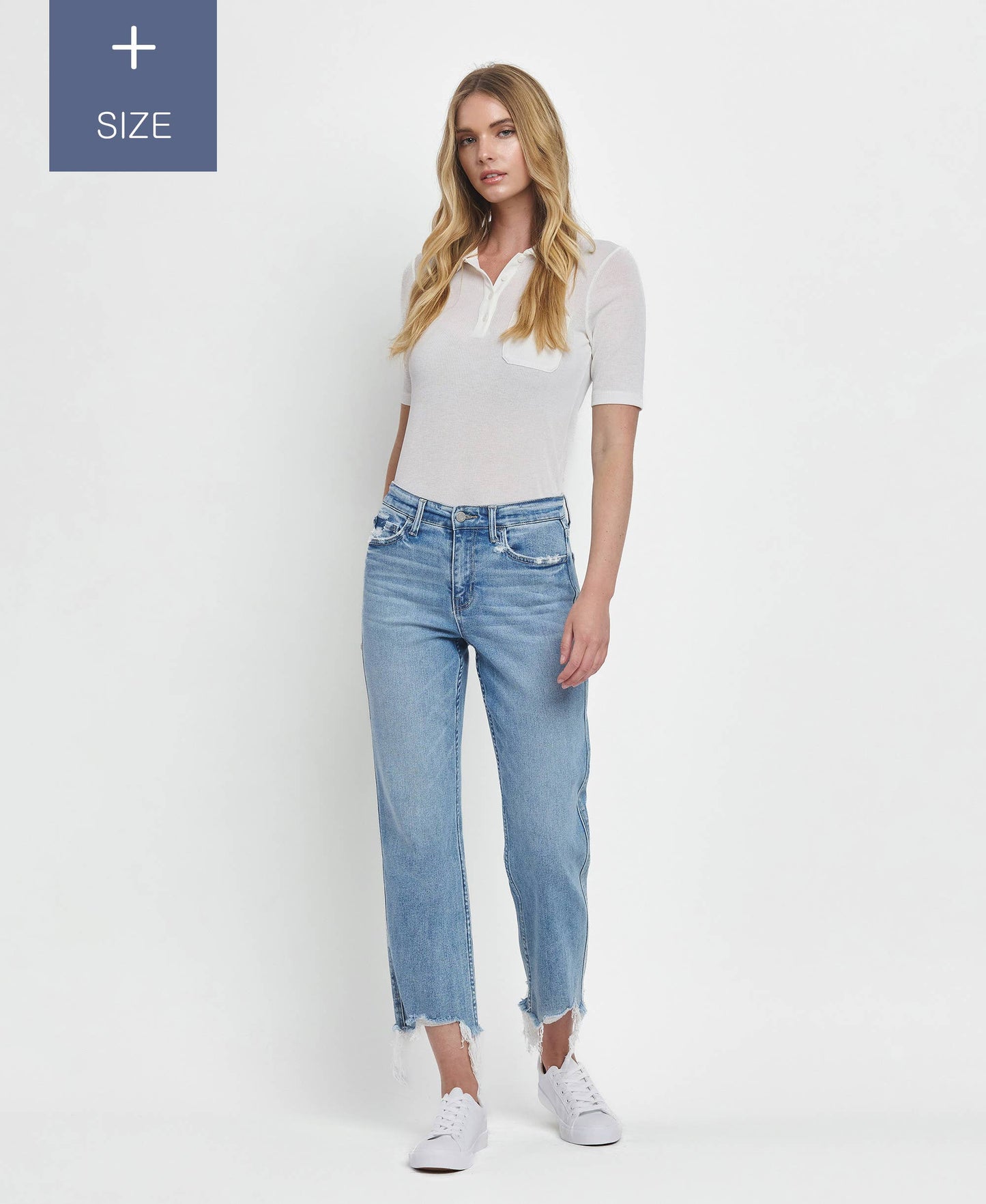 Fondly PLUS SIZE HIGH RISE REGULAR STRAIGHT JEANS T6478-P