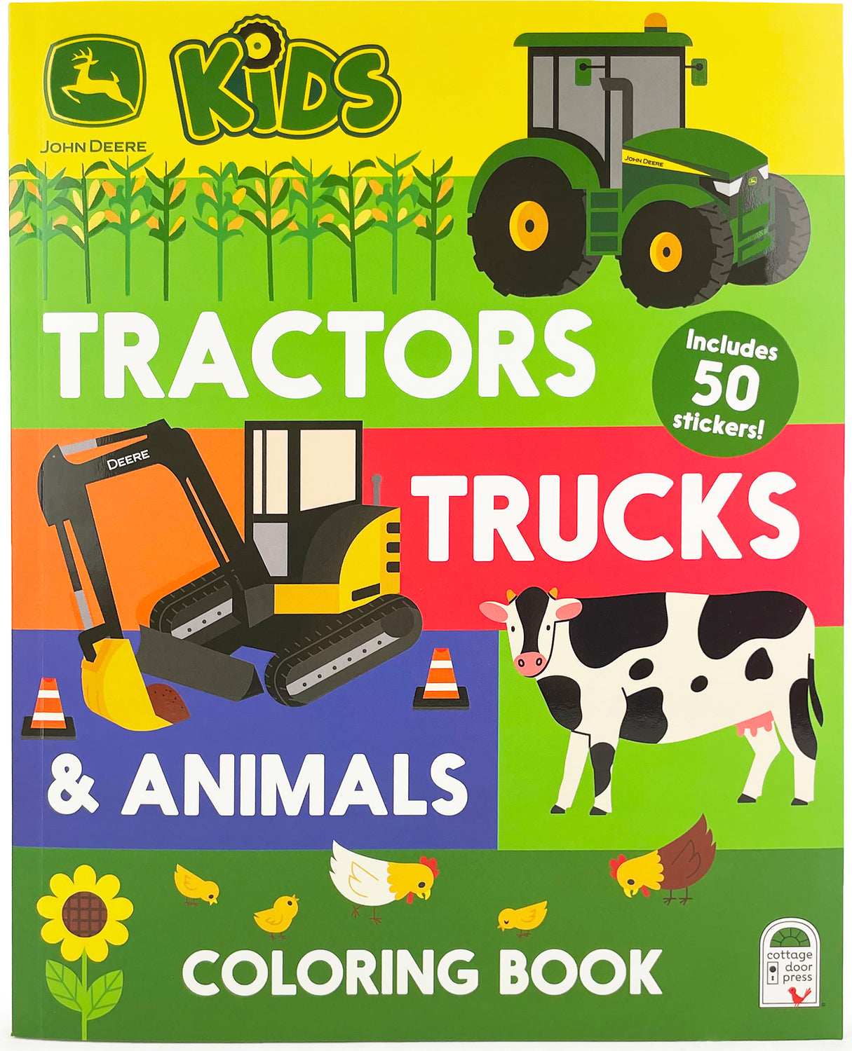 John Deere Kids Tractors, Trucks & Animals Coloring Book with Stickers