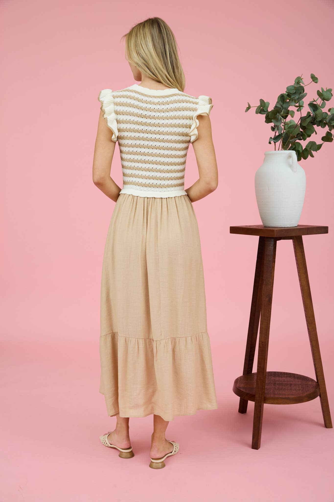 STRIPE SWEATER MIDI DRESS
