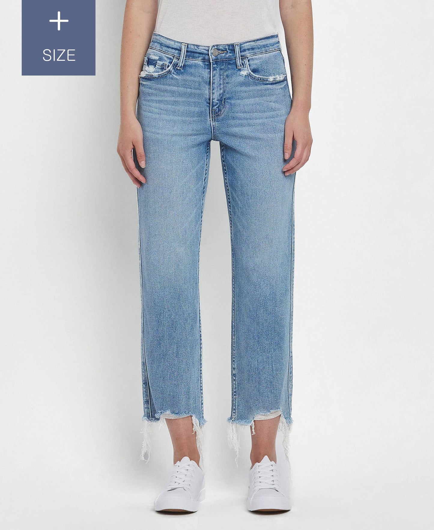 Fondly PLUS SIZE HIGH RISE REGULAR STRAIGHT JEANS T6478-P